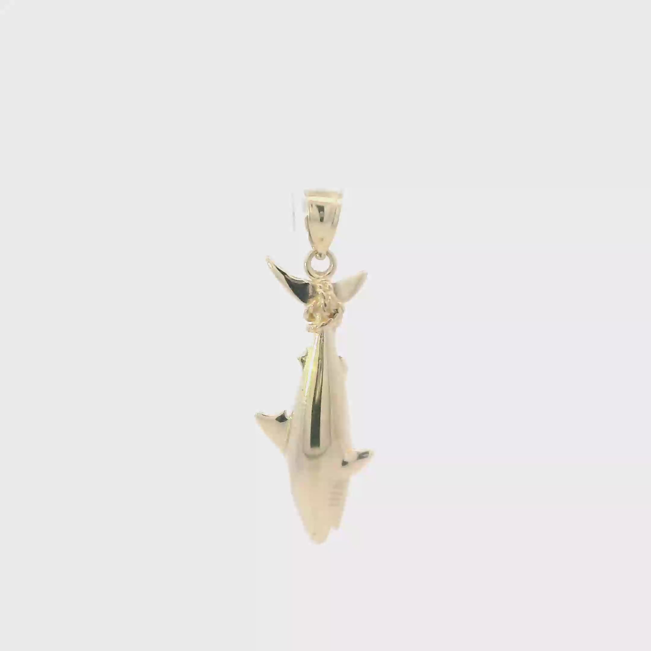 14K Yellow Gold Shark Pendant