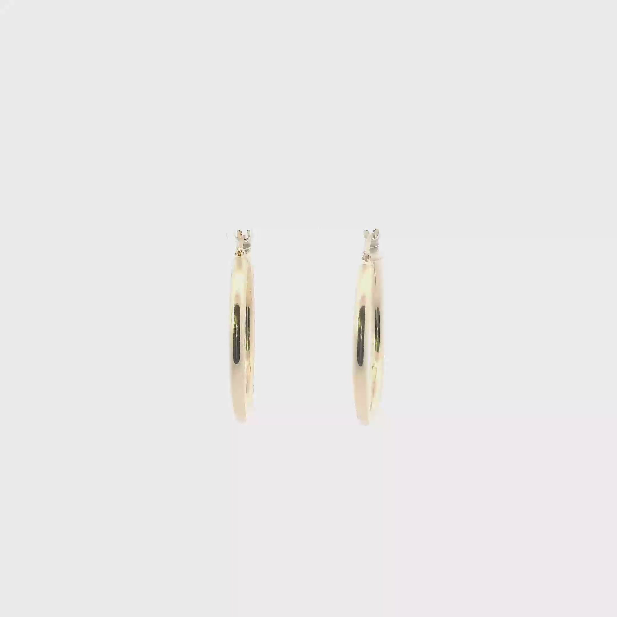 14K Yellow Gold Tube Hoop Earrings