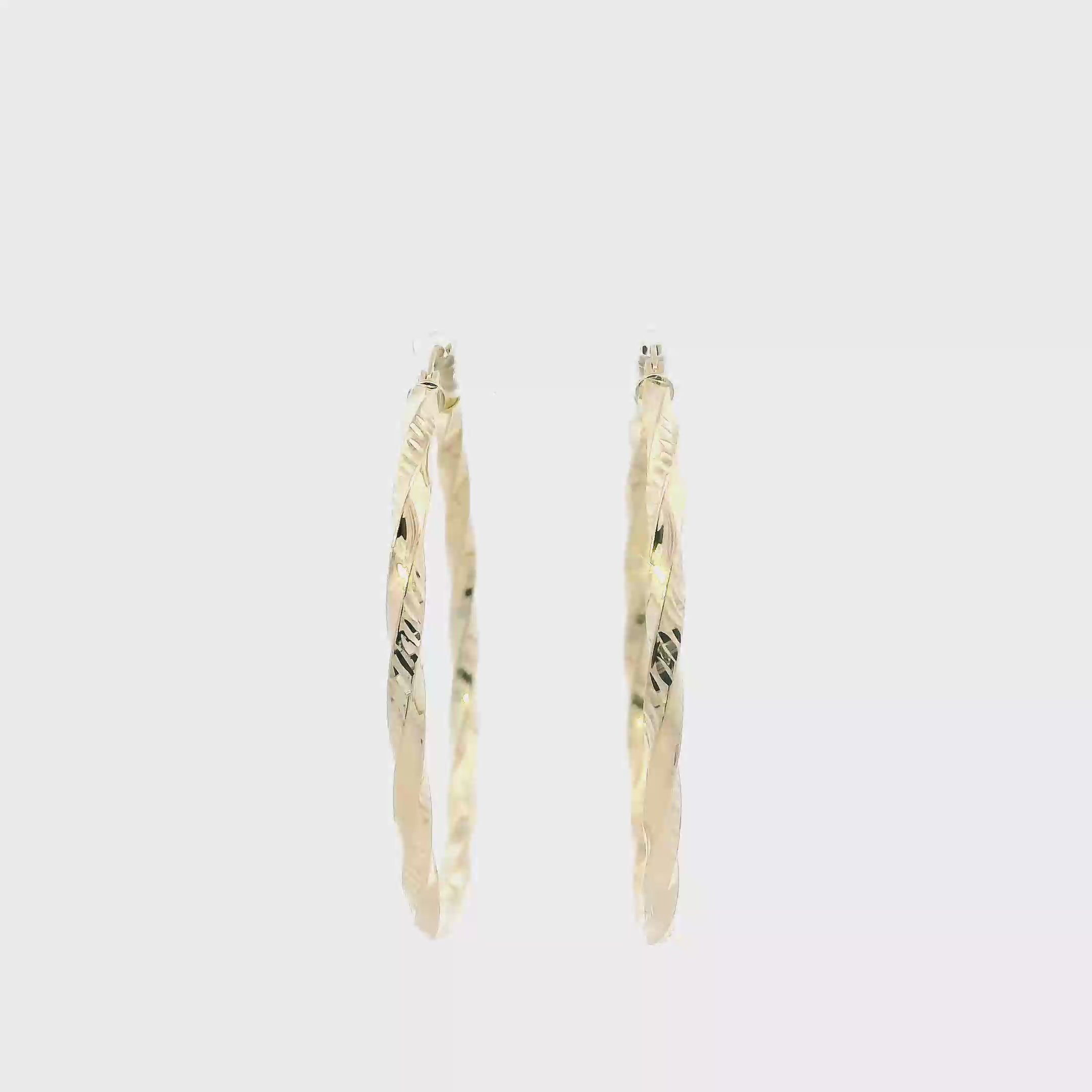 14K Yellow Gold Twisted Hoop Earrings