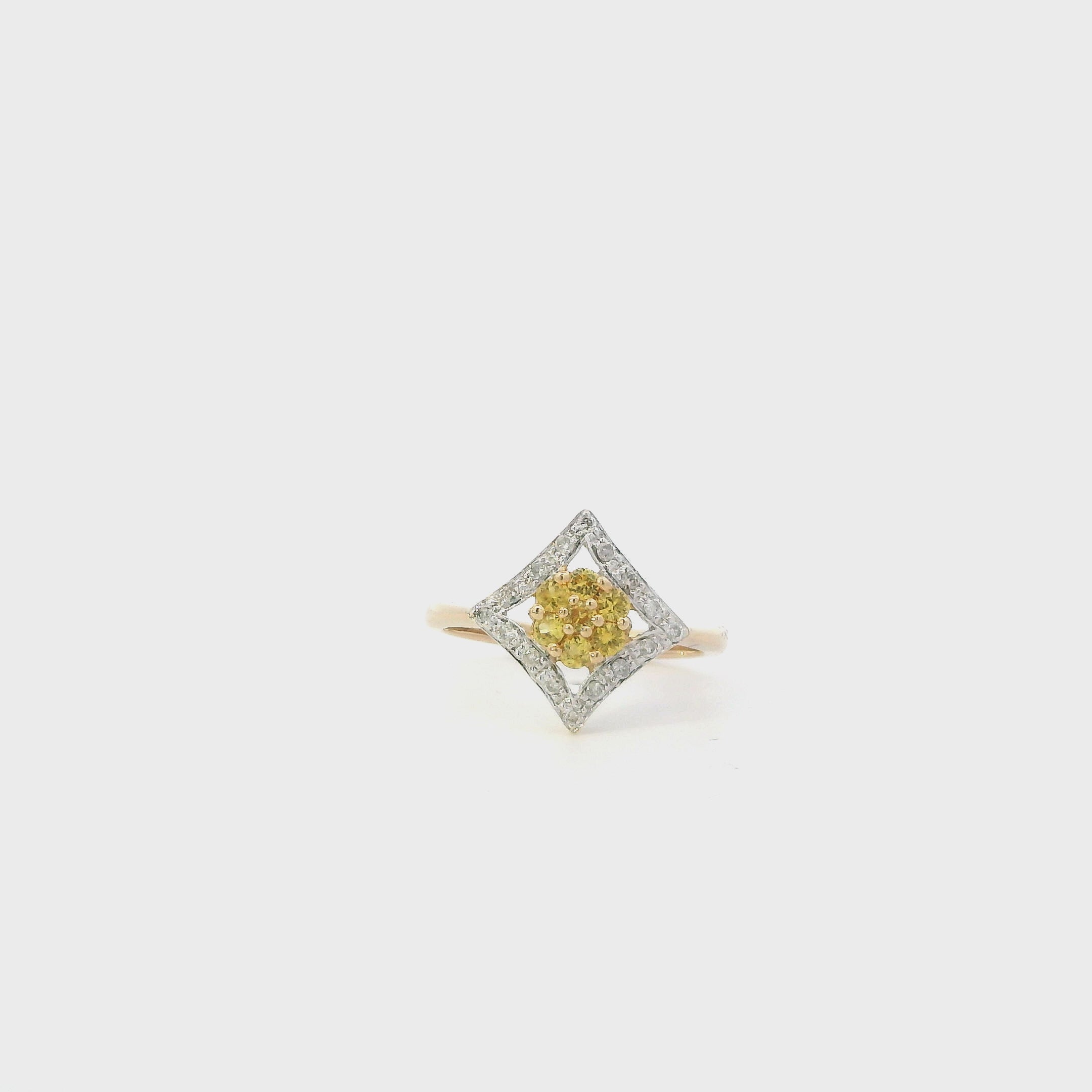 14K Yellow Gold Diamond & Citrine Ring - 0.08ct
