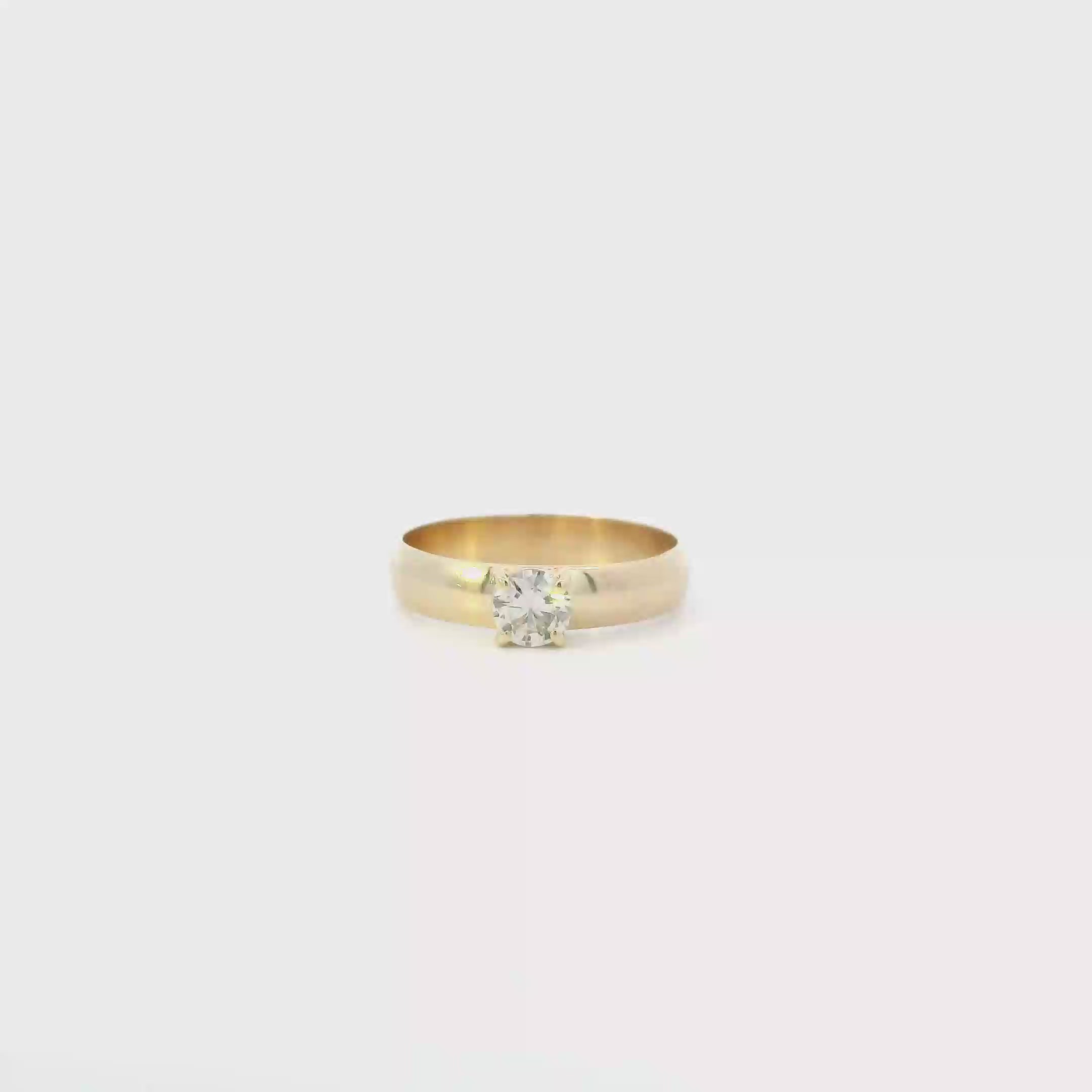 14K Yellow Gold Solitaire Womens Ring - 0.55ct