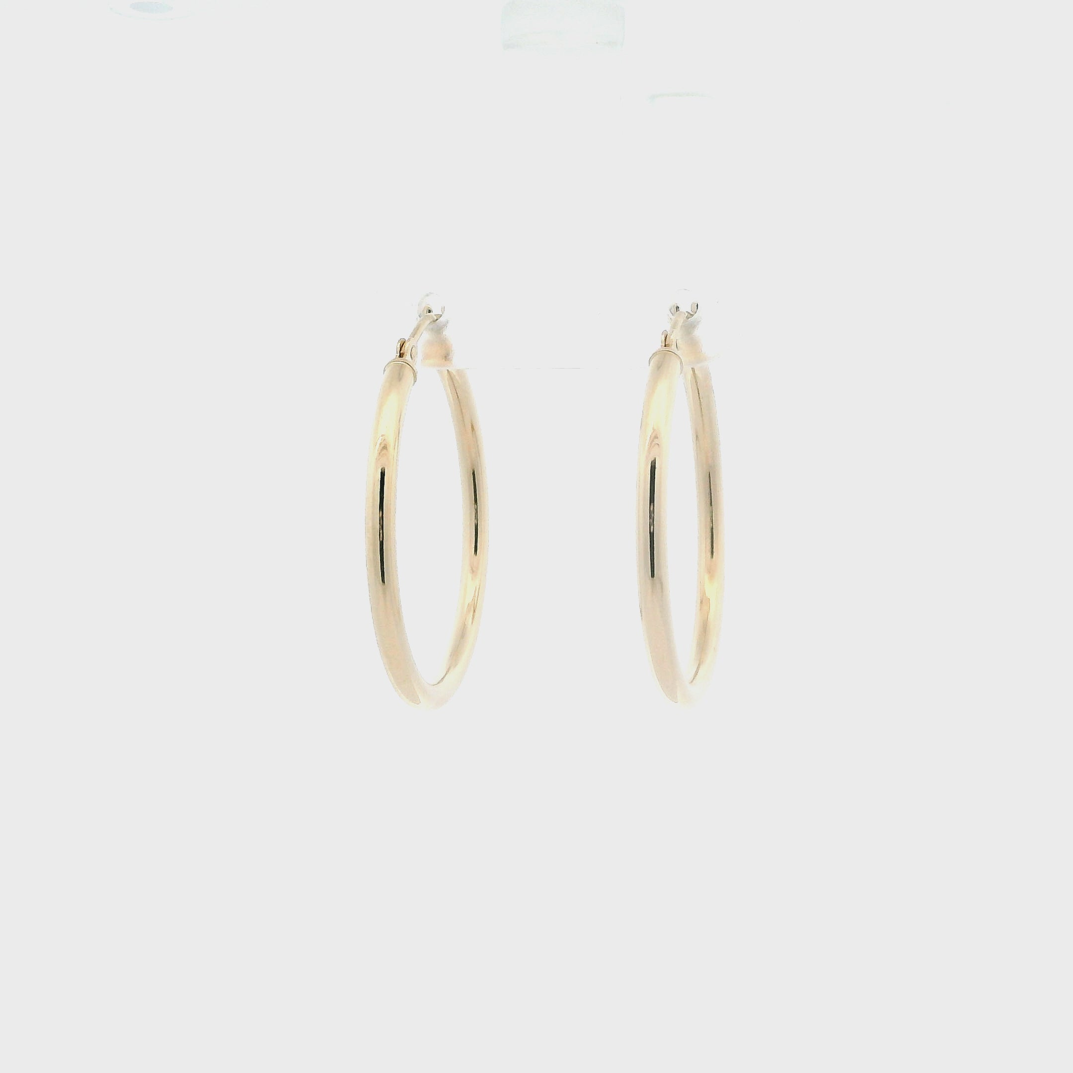 14K Yellow Gold Tube Hoop Earrings