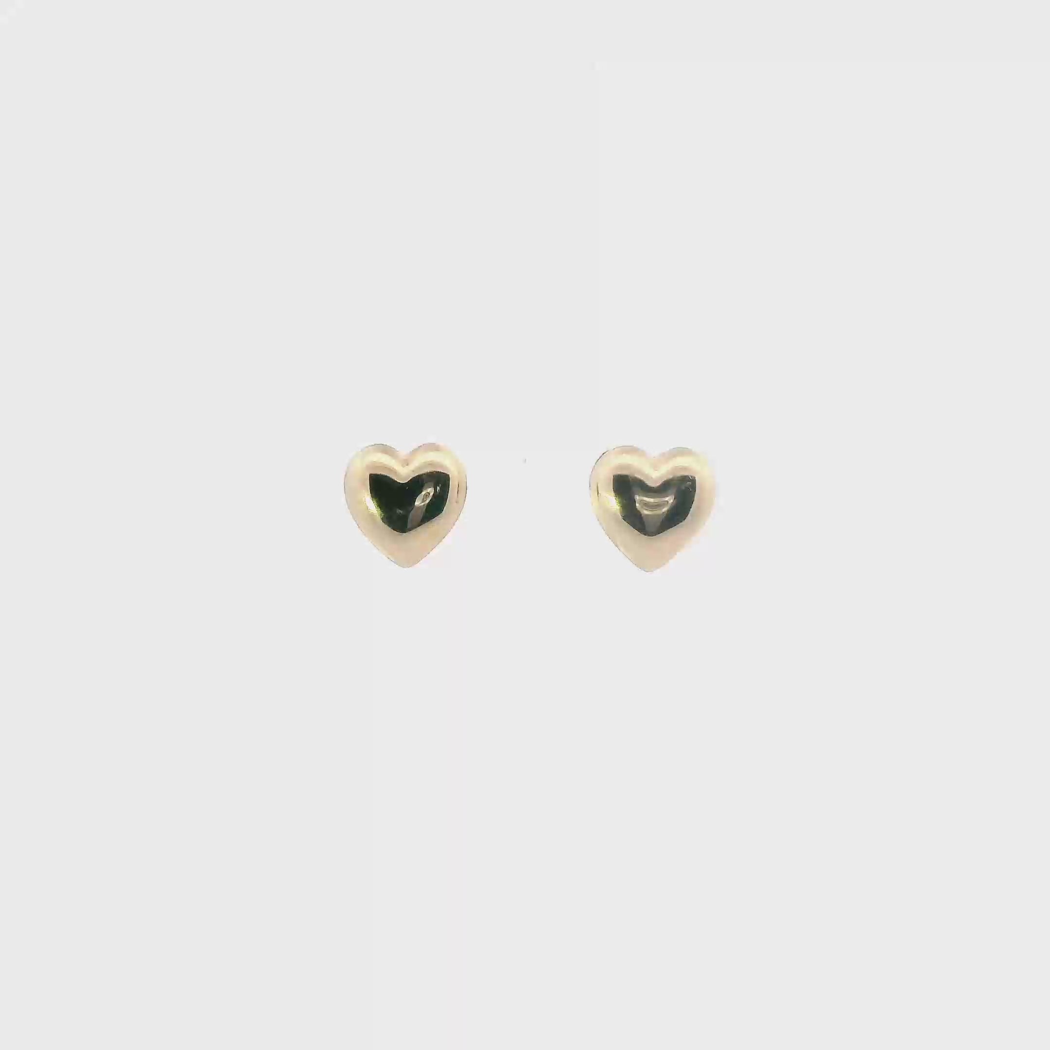 14K Yellow Gold Heart Stud Earrings