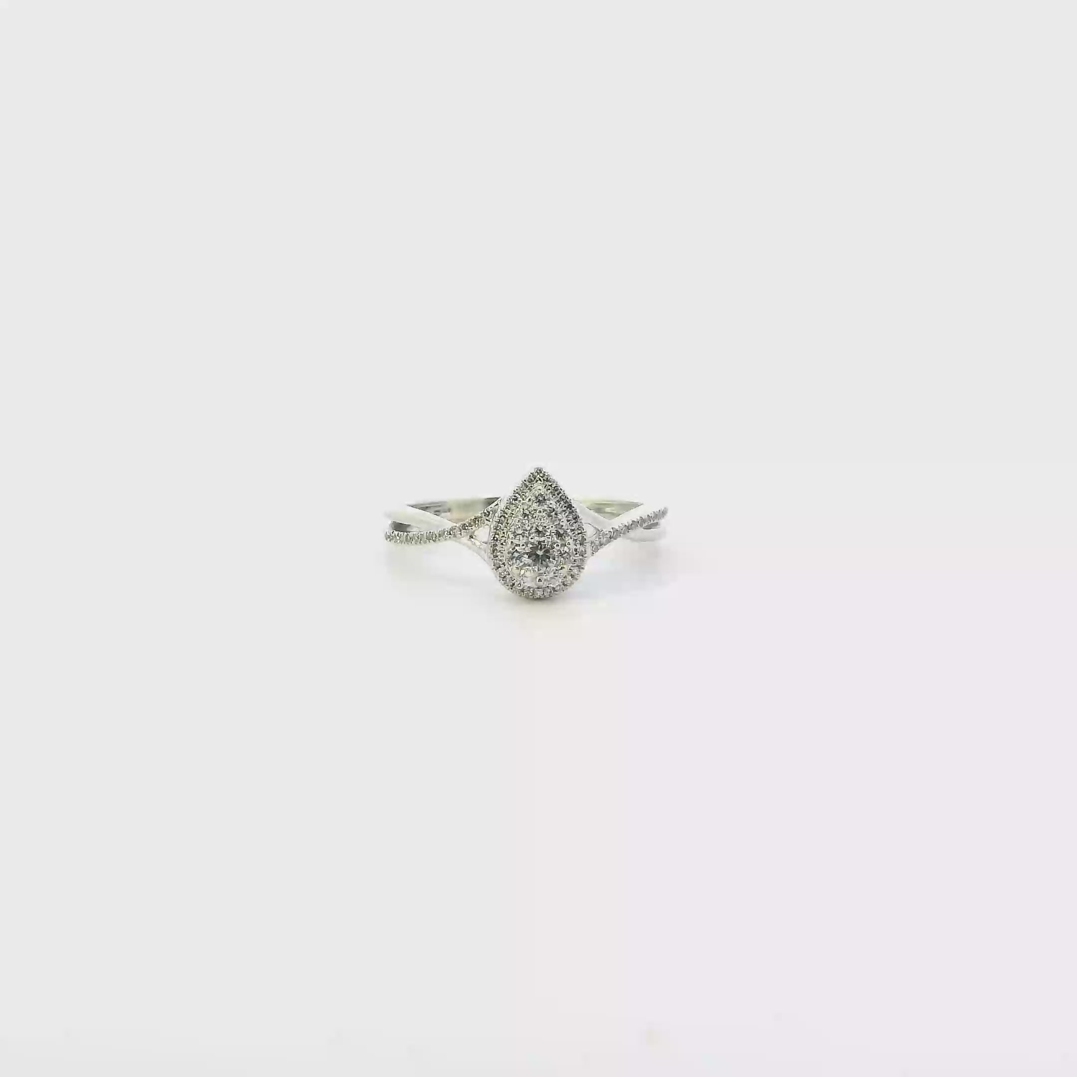 10K White Gold Diamond Pear Cluster Womens Ring - 0.15ct