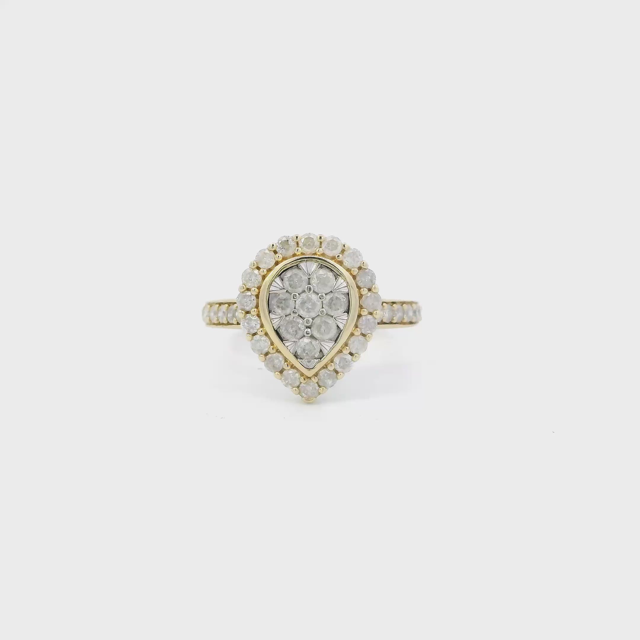10K Yellow Gold Diamond Womens Ring - 0.74ct