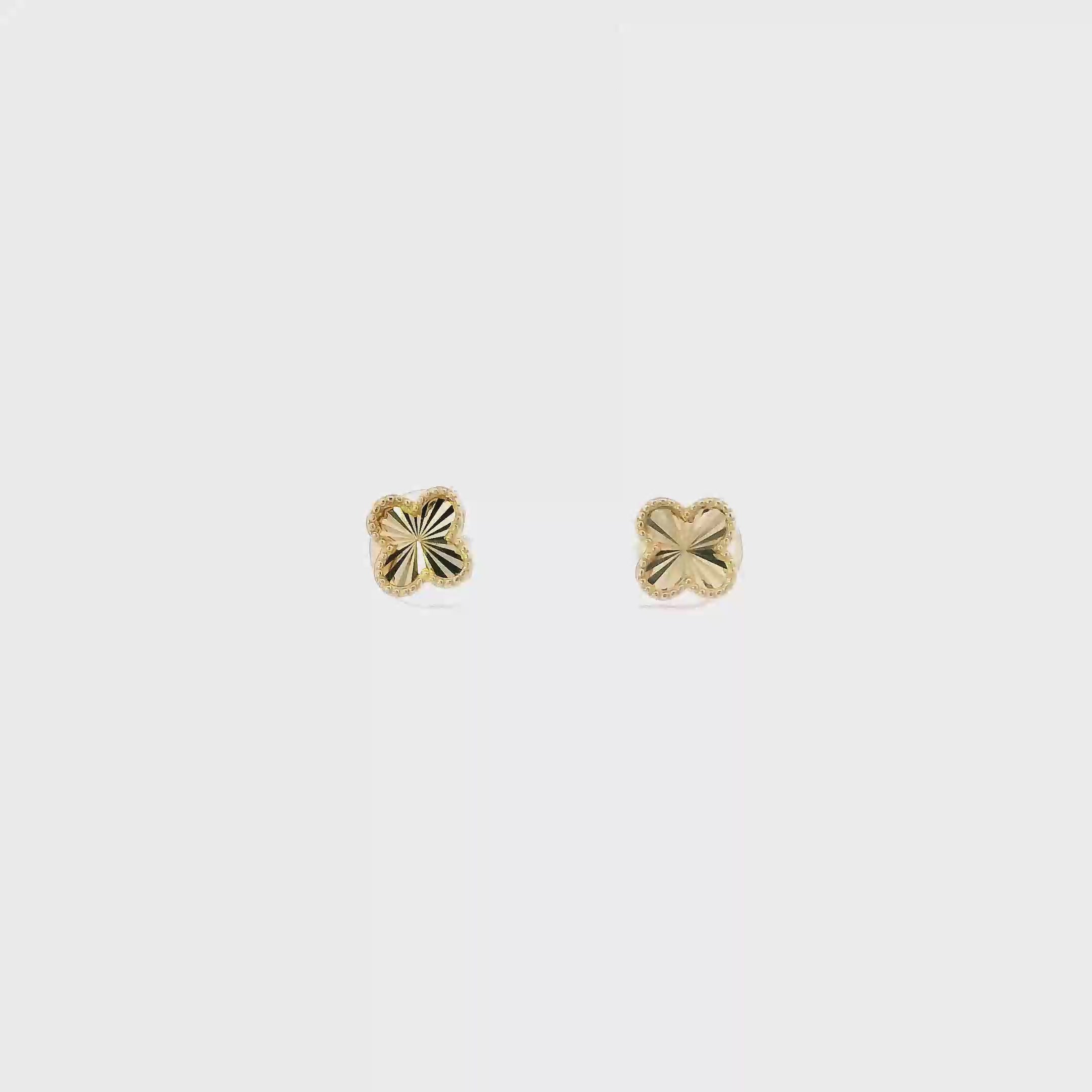 14K Yellow Gold Clover Stud Earrings