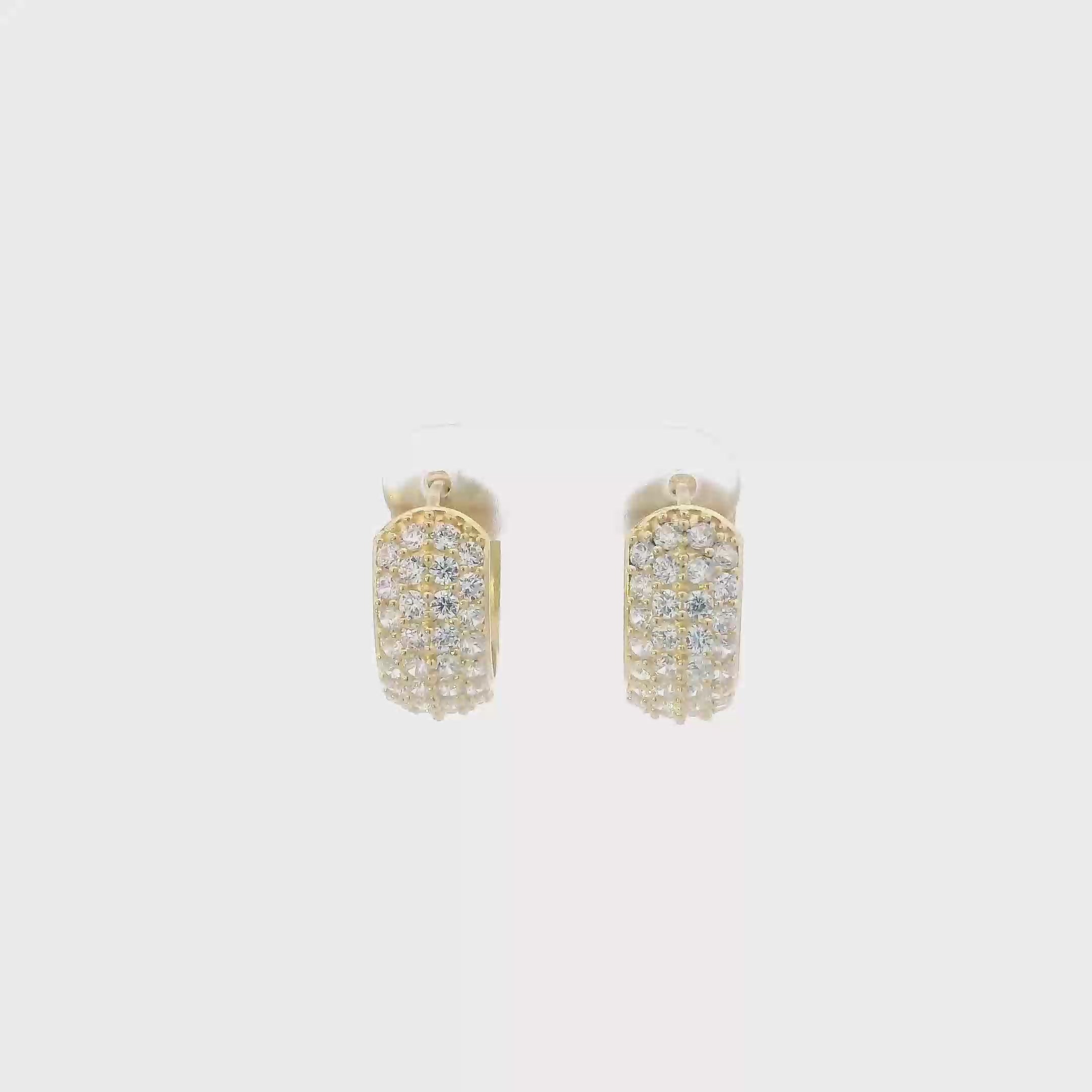 14k Yellow Gold Cz Huggie Hoop Earrings