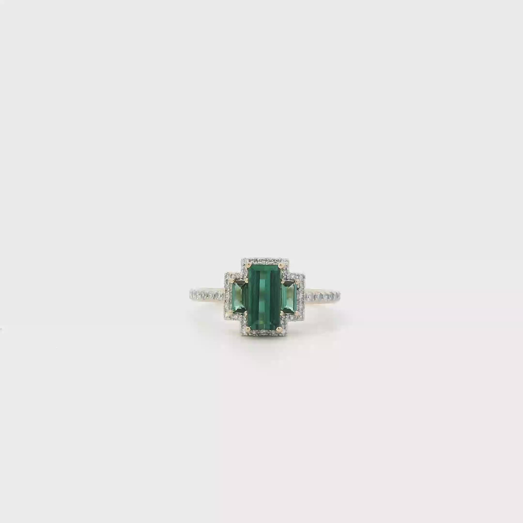 14K Yellow Gold Green Tourmaline Women's Ring