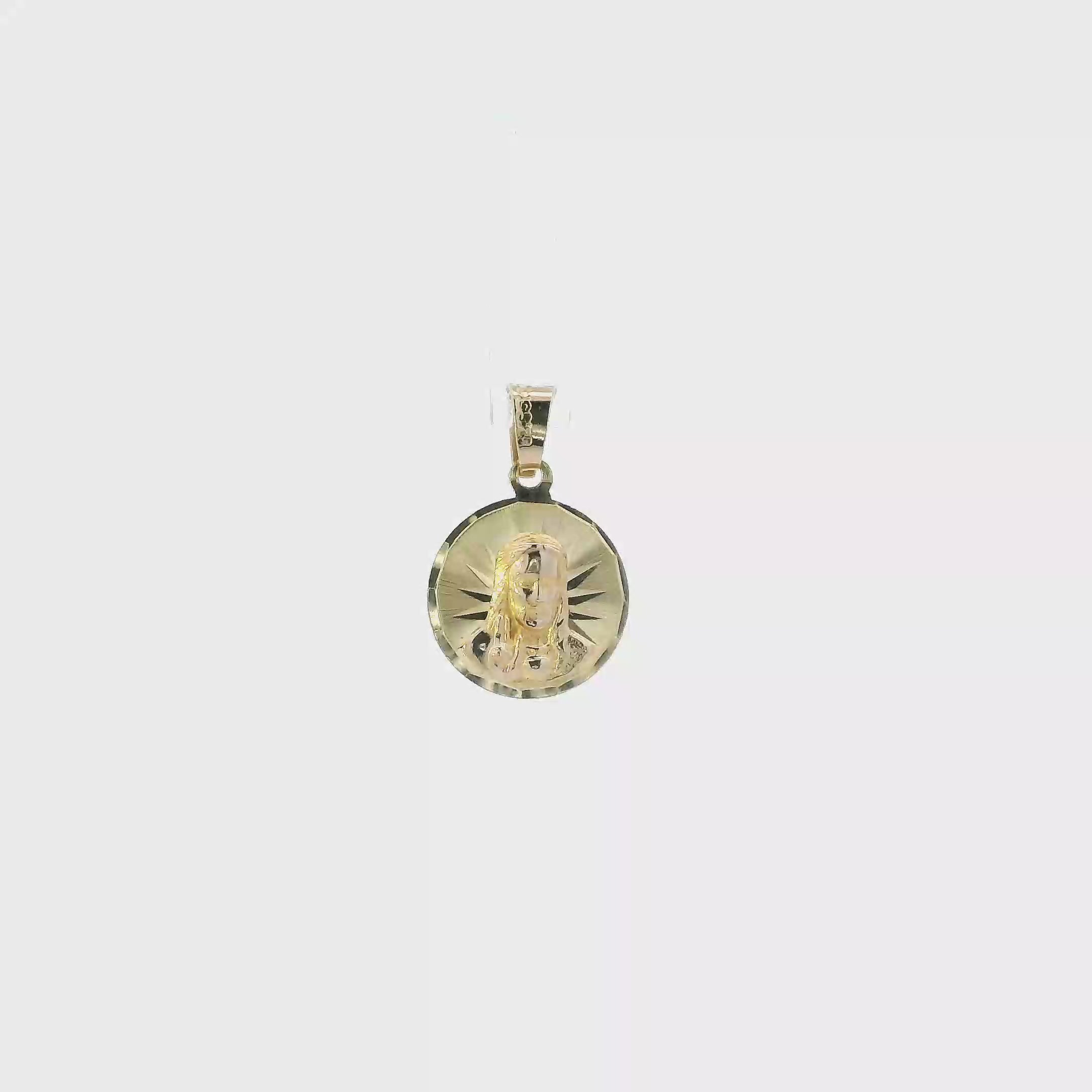10K Yellow Gold Diamond Cut Round Religious Pendant