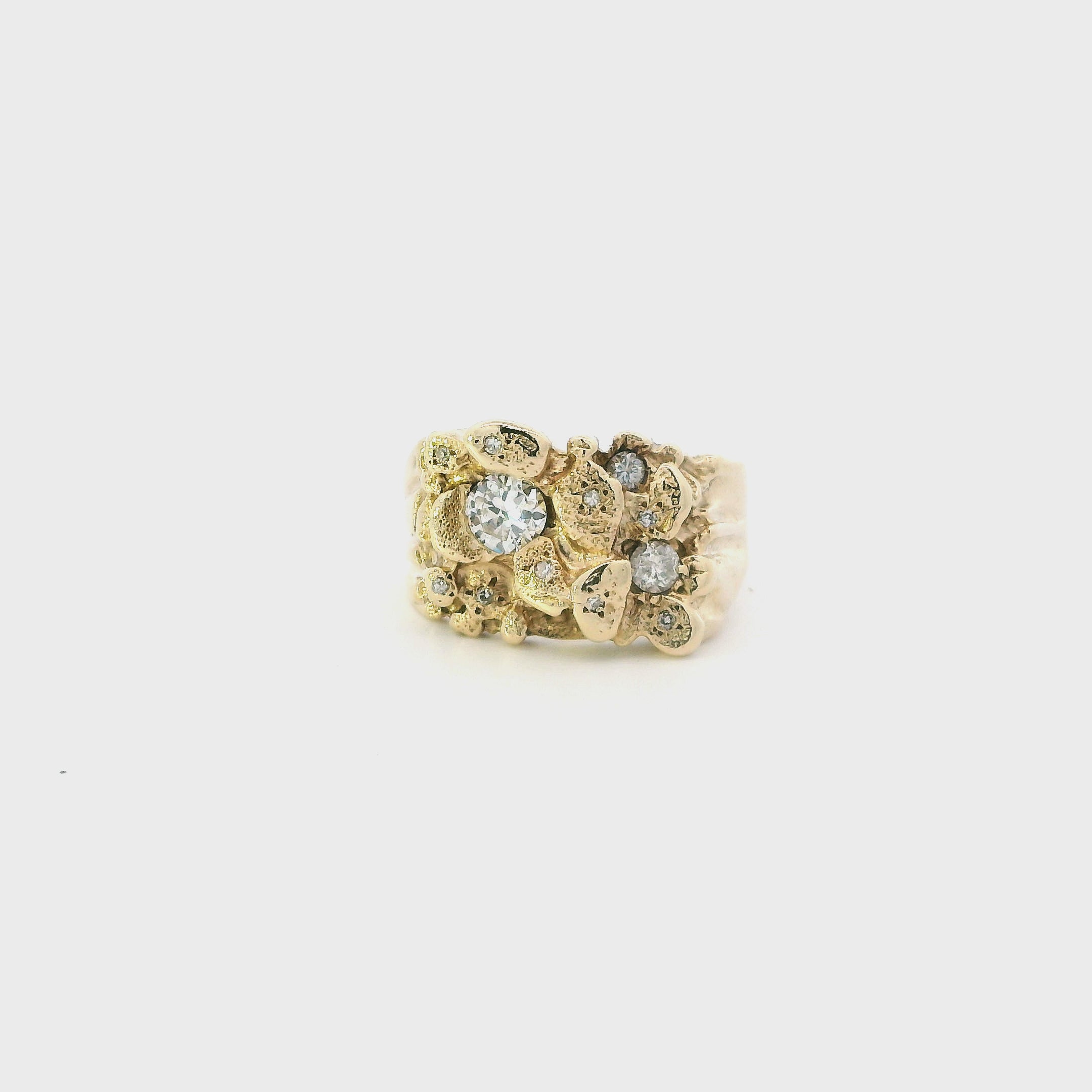 14K Yellow Gold Men's Diamond Nugget Ring - 0.52ct
