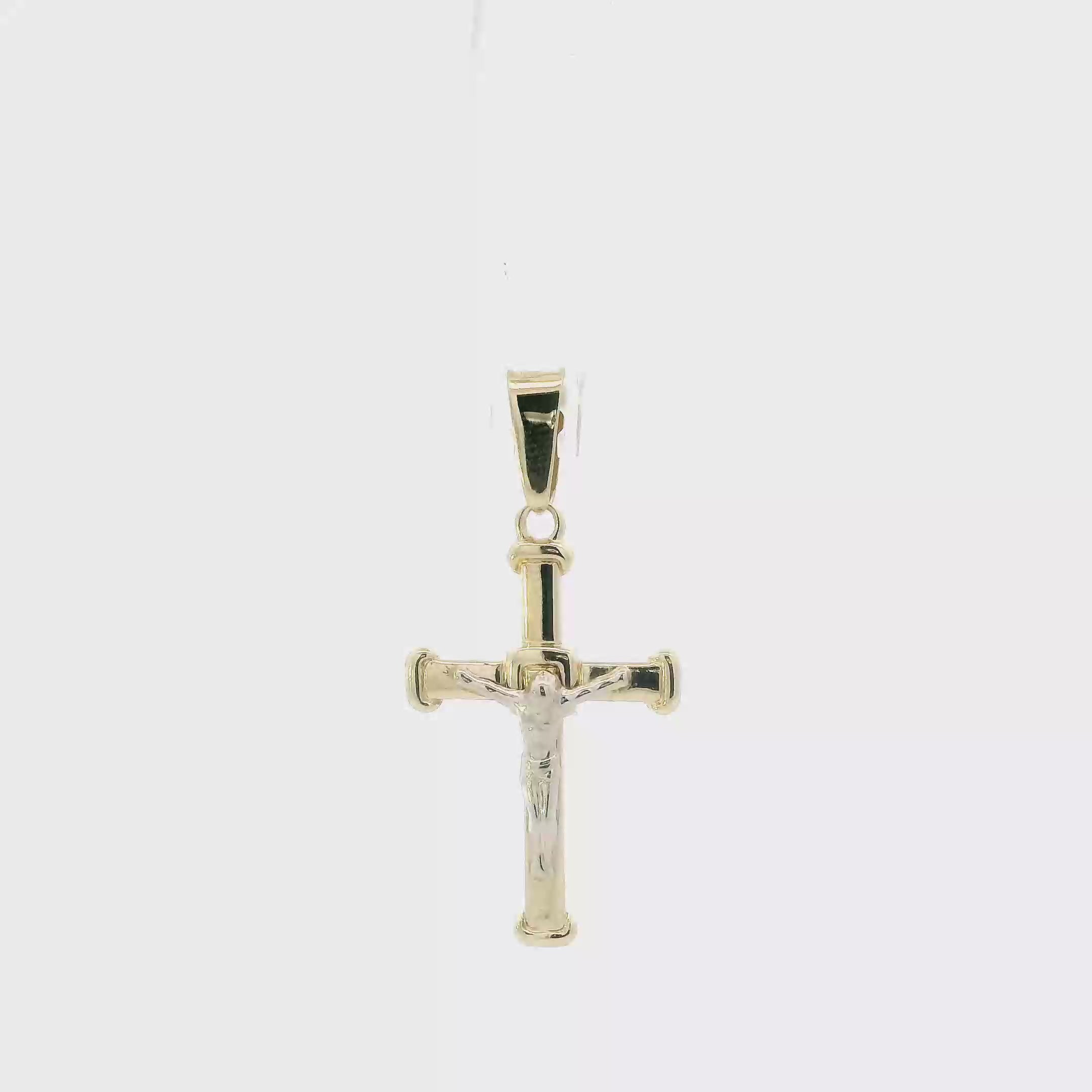 14K Yellow & White Gold Crucifix Pendant