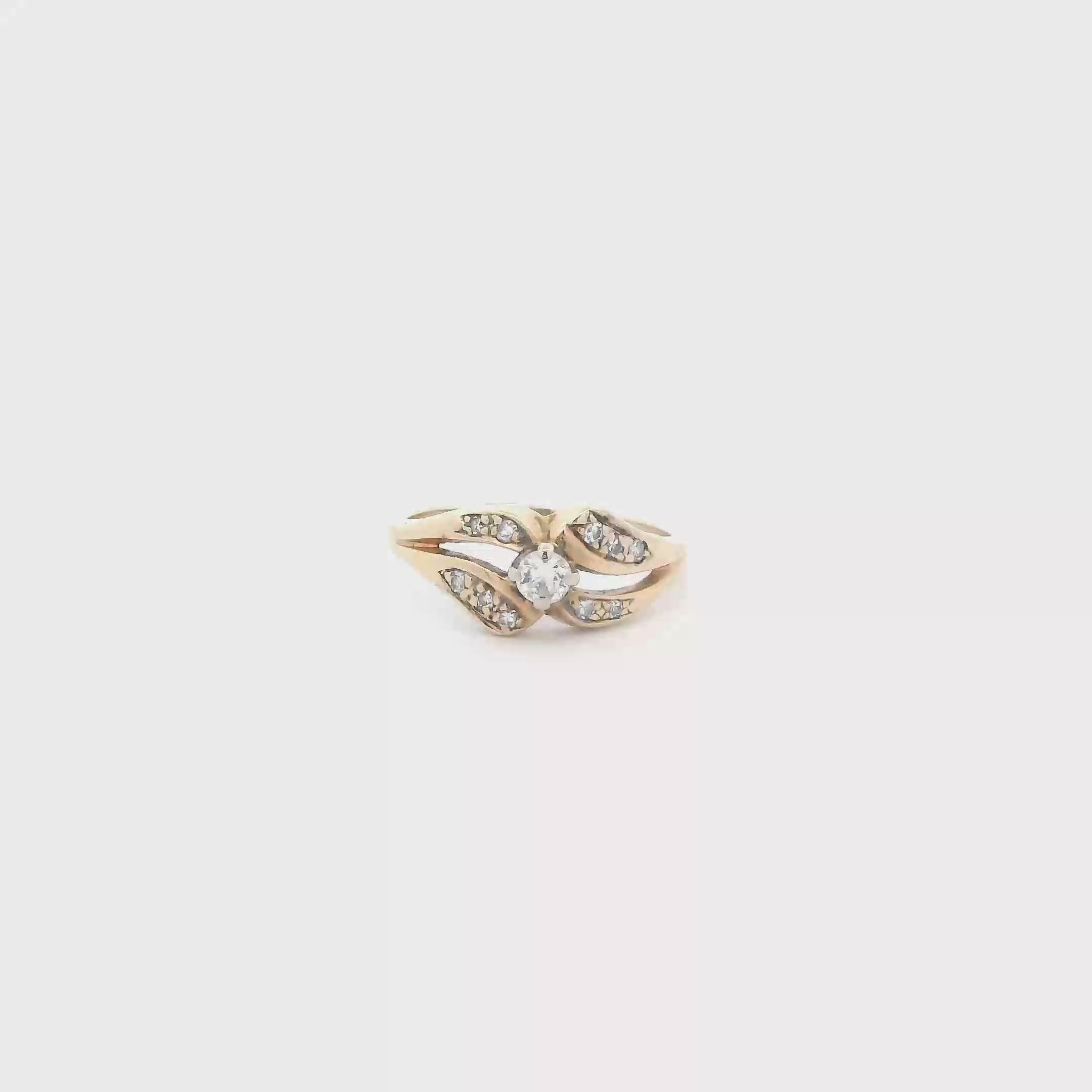 14K Yellow & White Gold Diamond Women's Ring - 0.36ct