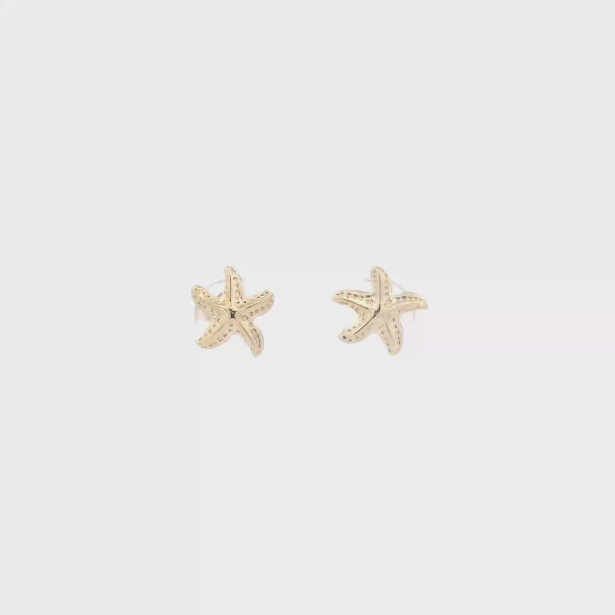 14K Yellow Gold Starfish Stud Earrings