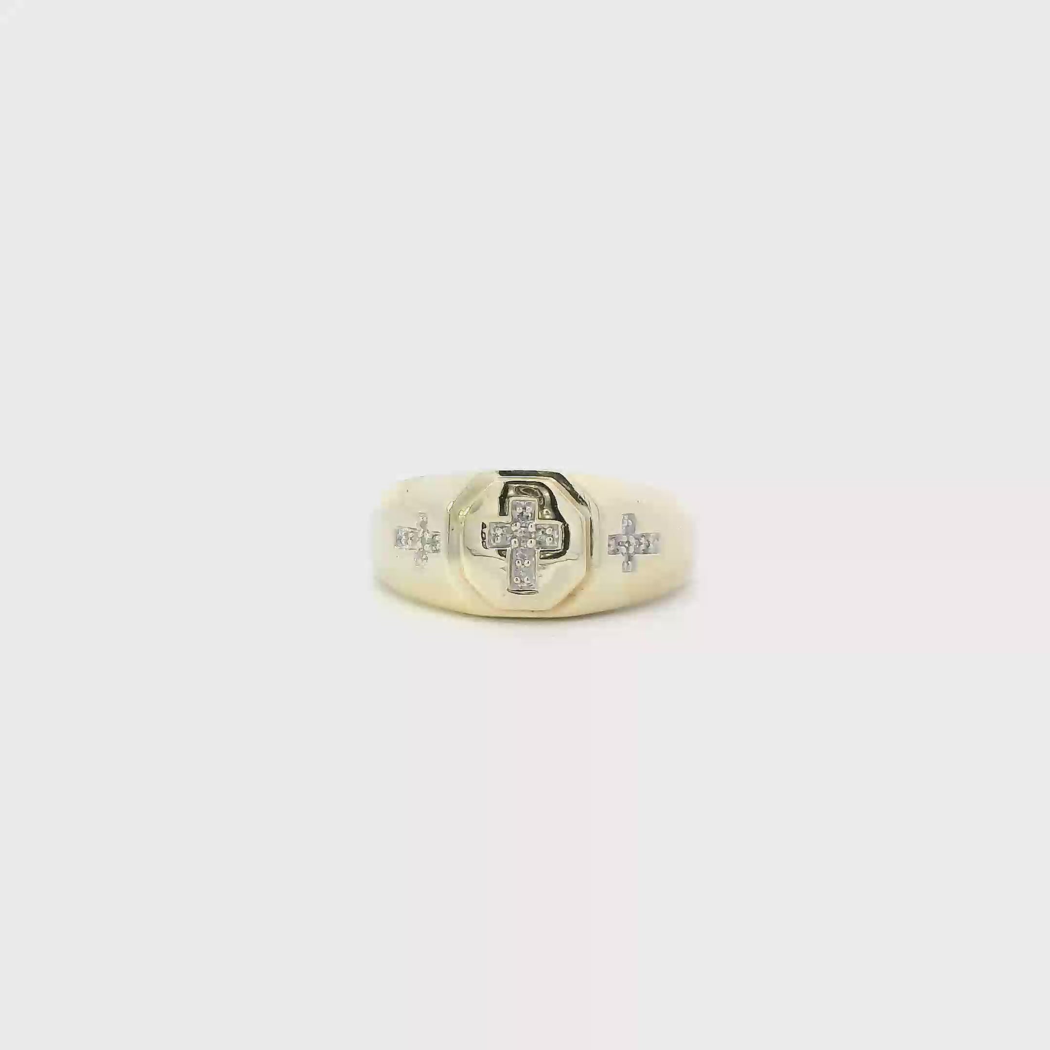 10K Yellow Gold Diamond Cross Ring
