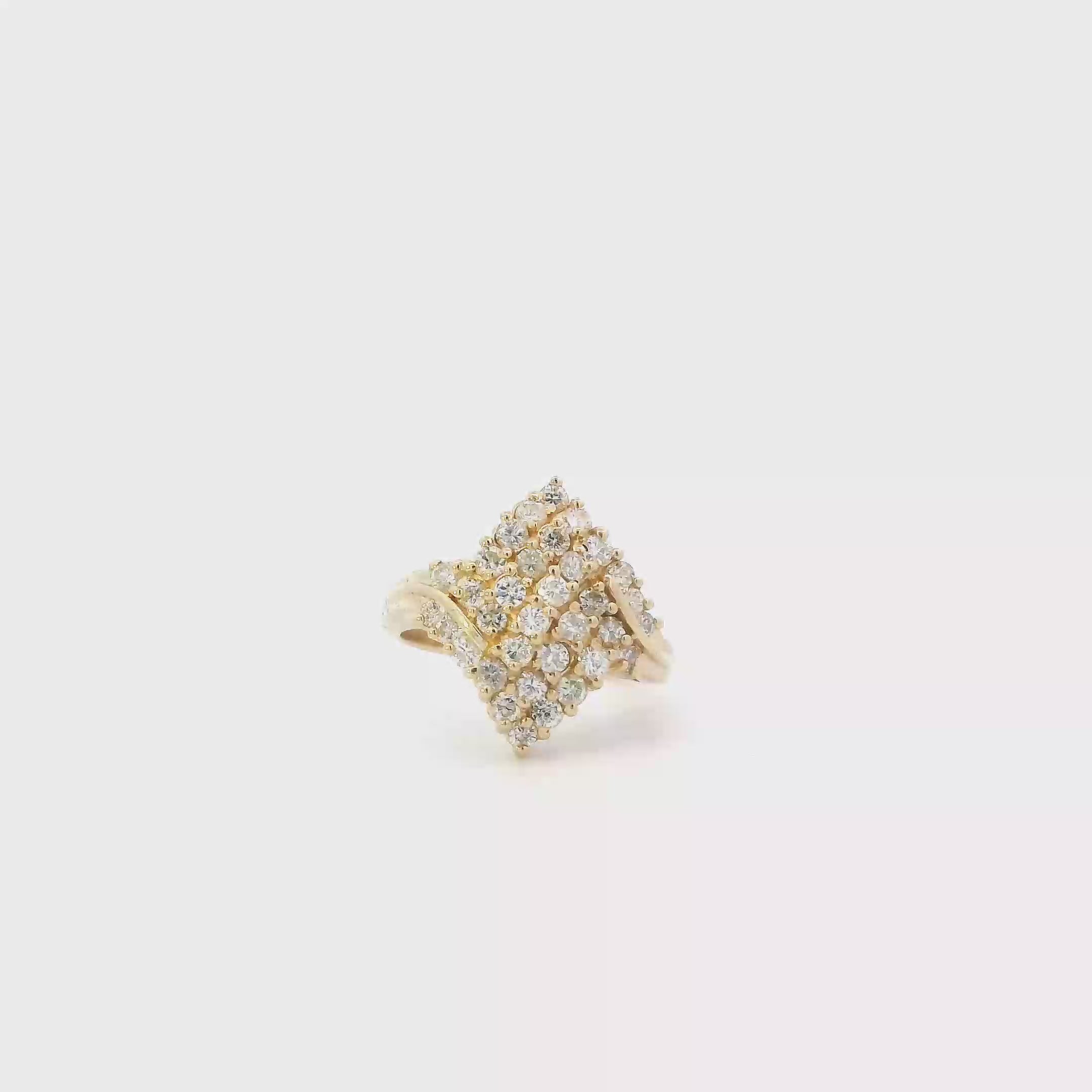 14K Yellow Gold Diamond Women's Ring - 0.80ct