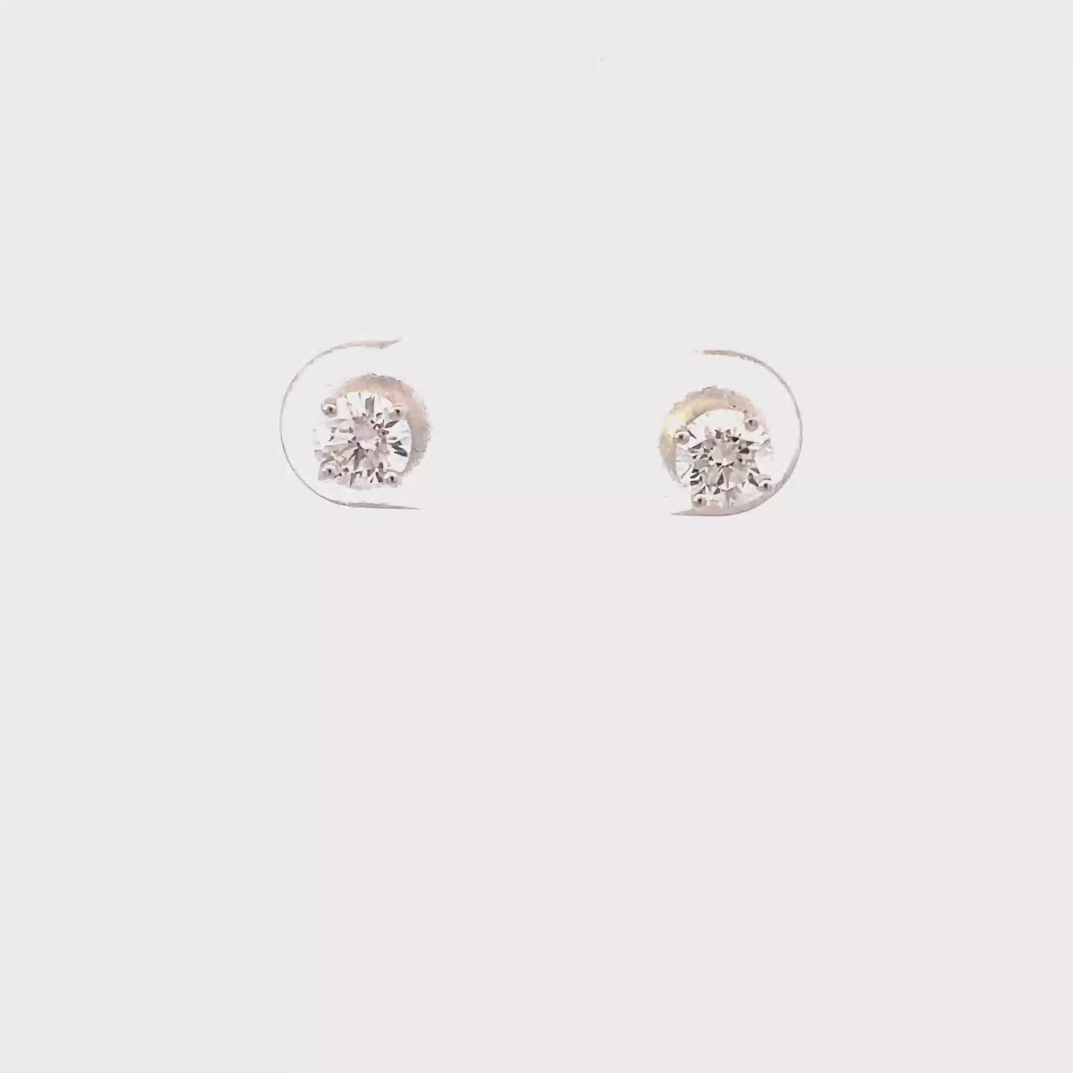 New 14K White Gold Lab Diamond Solitaire Earrings - 0.75ct