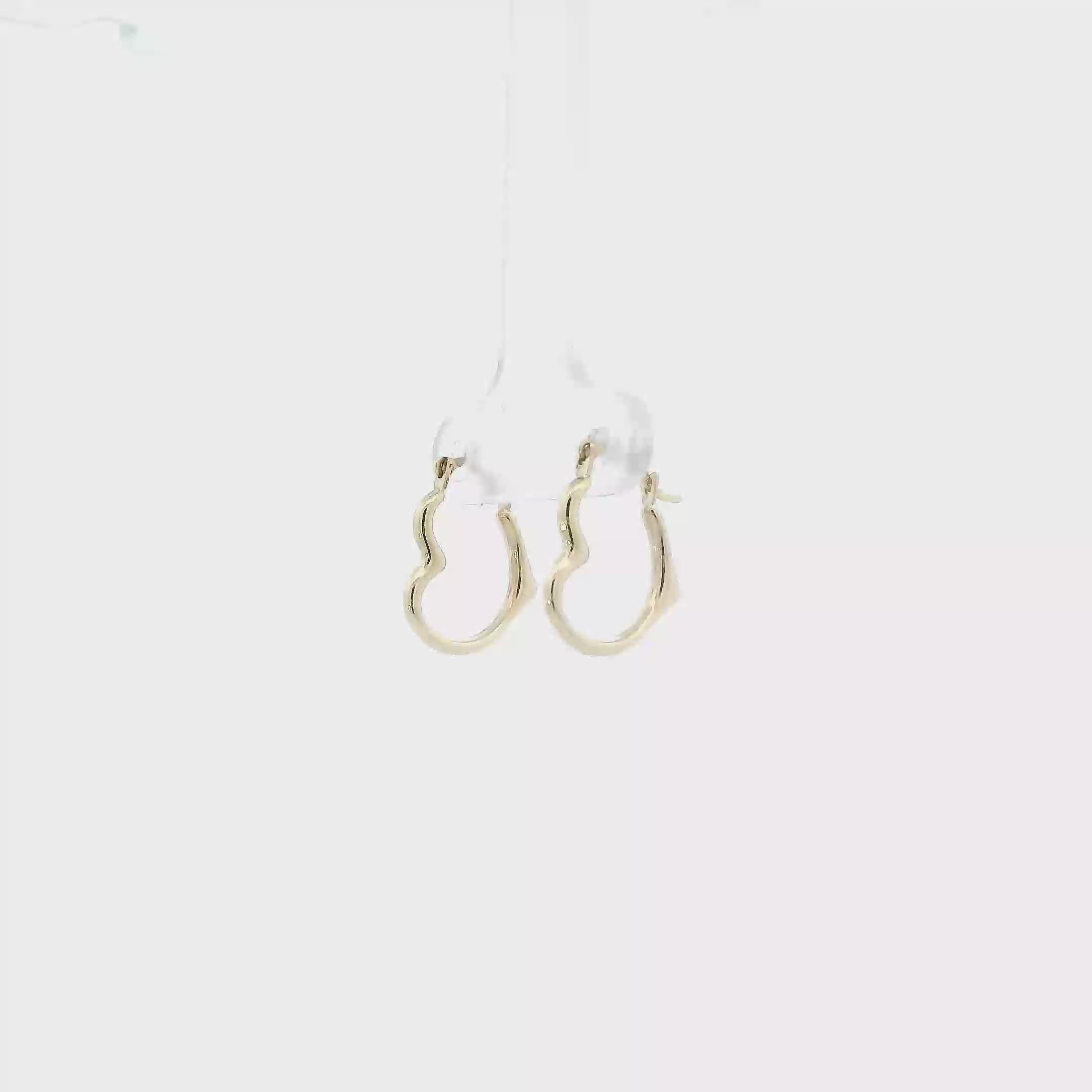 10K Yellow Gold Heart Hoop Earrings