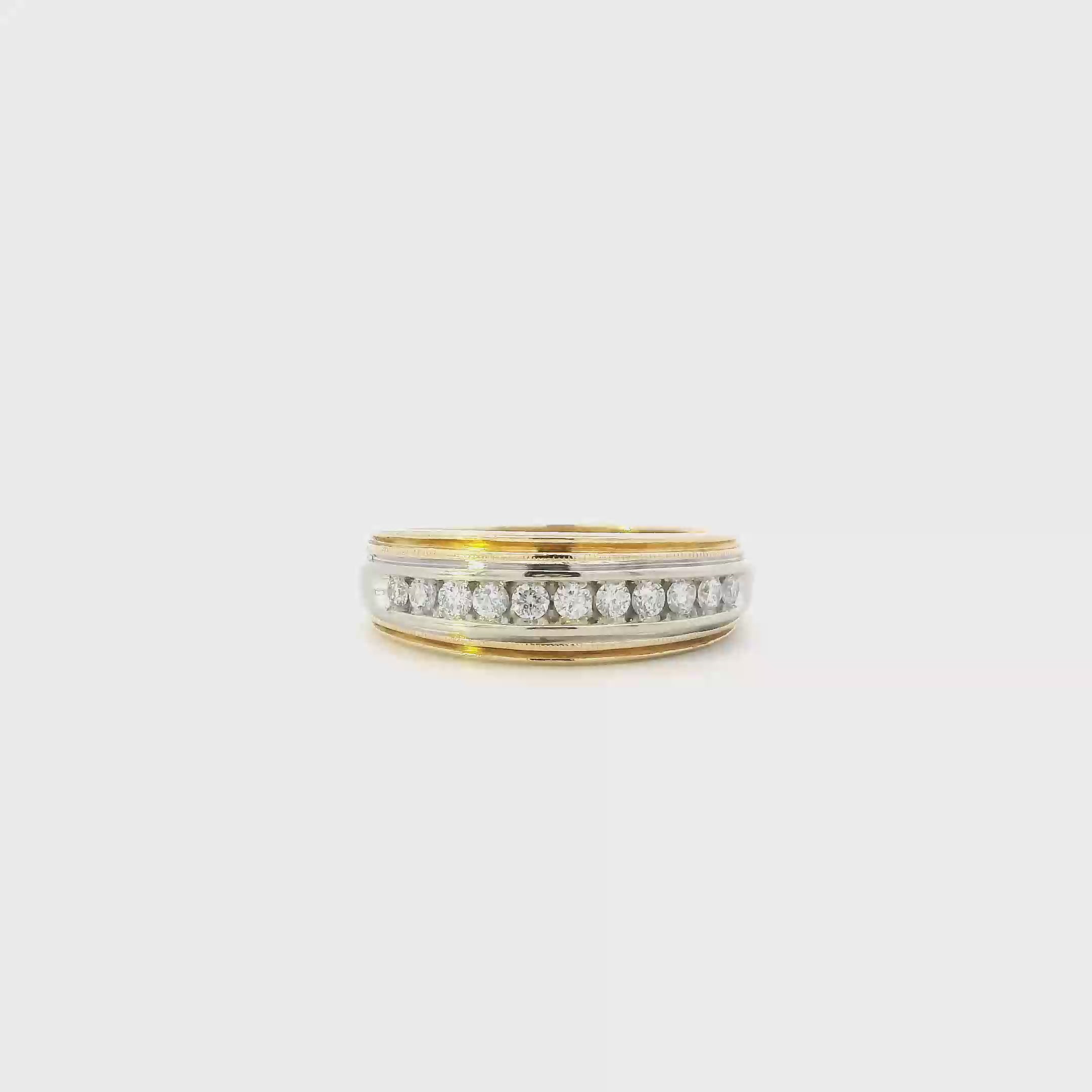 14K Yellow & White Gold Diamond Men's Ring-0.50ct
