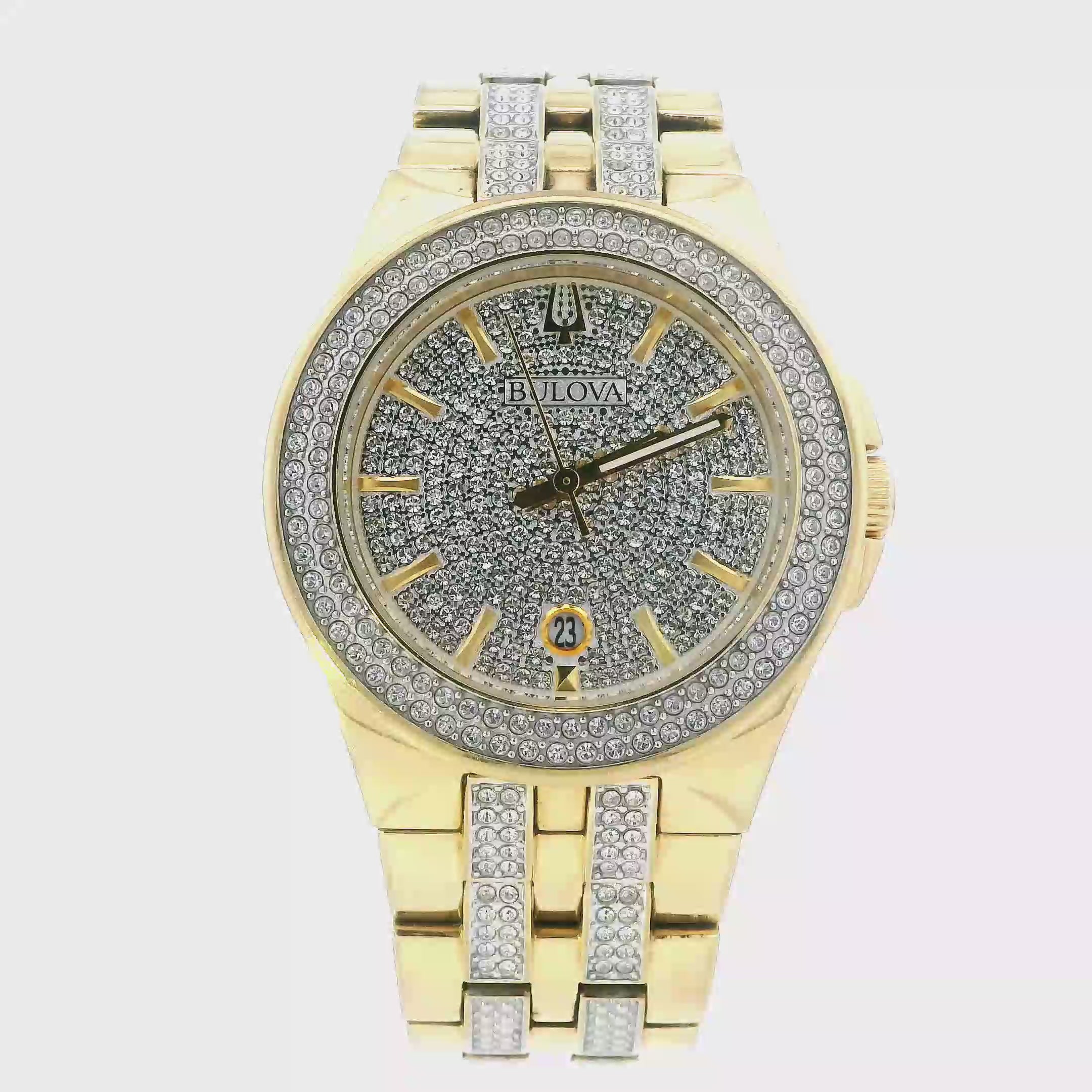 Bulova Gold Tone Stainless Steel Mens Wristwatch - 98K102
