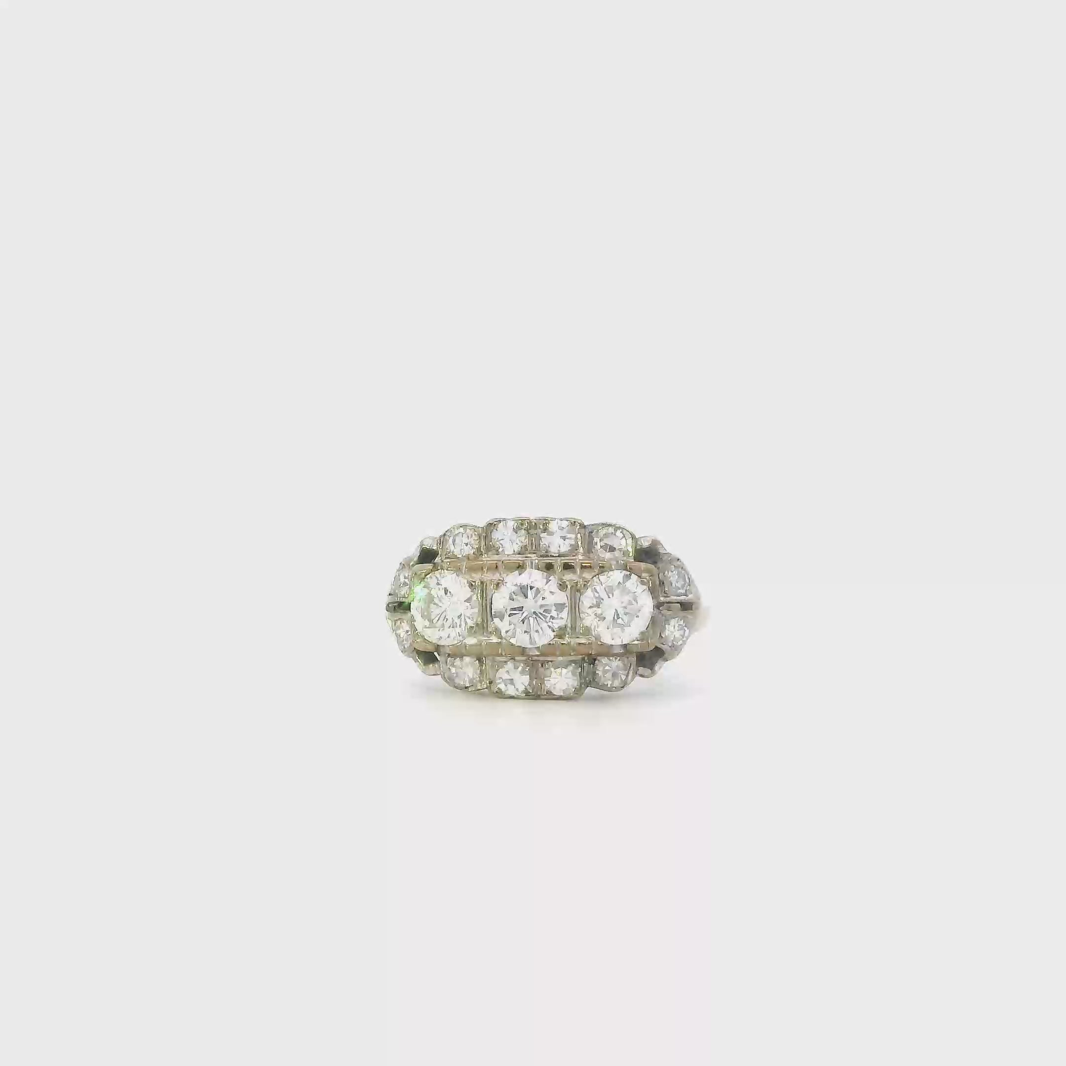 14K White Gold Diamond Women's Ring -1.38ct