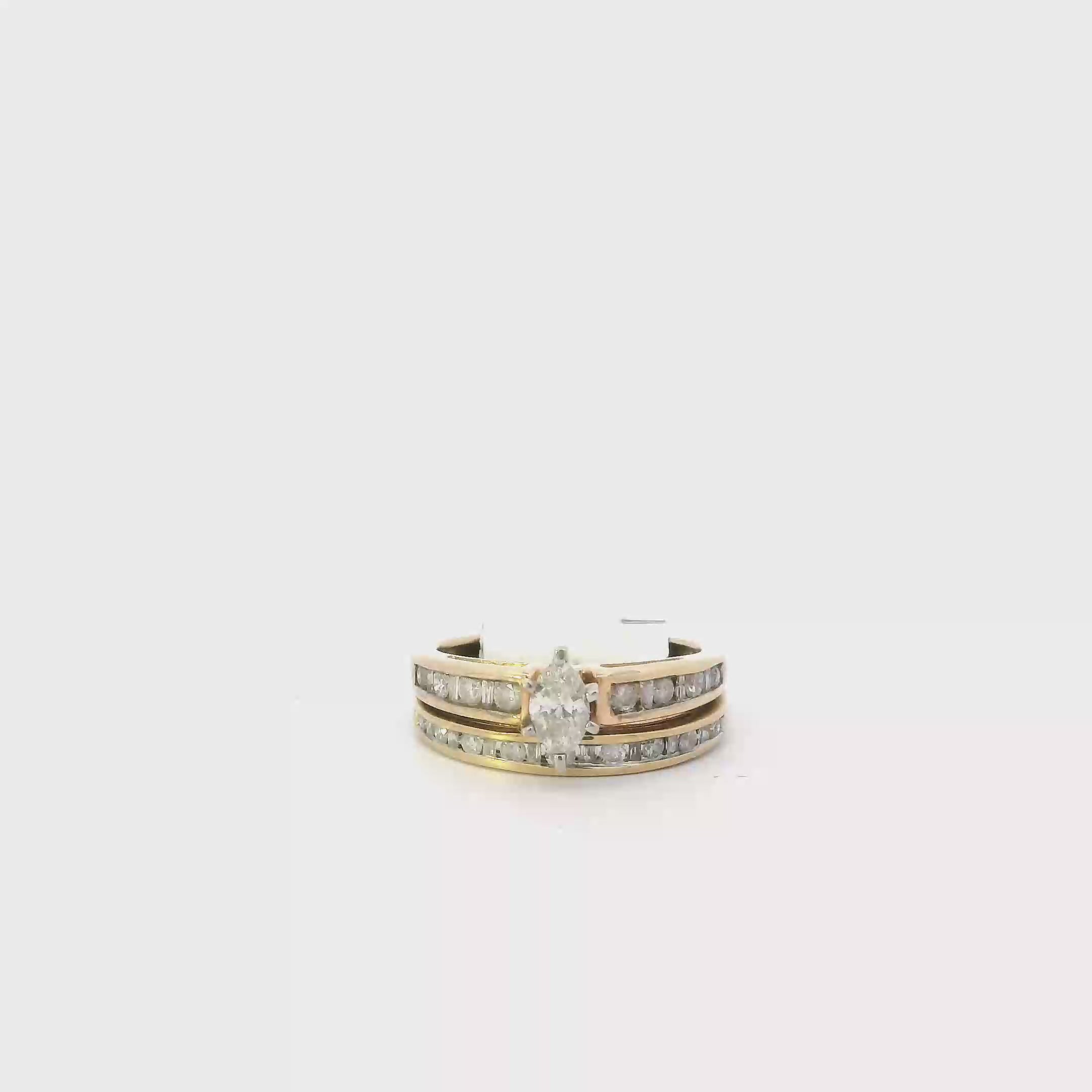 10K Yellow Gold Diamond Women's Engagement & Wedding Ring Set -0.69ct