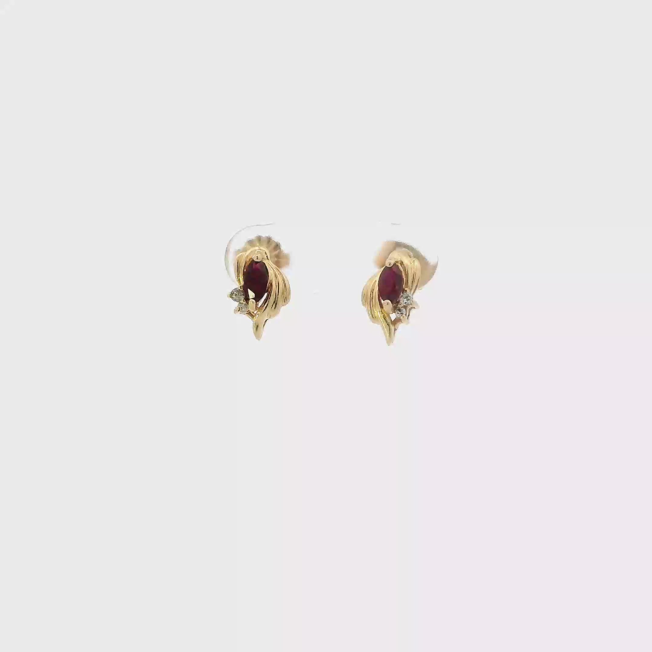 14K Yellow Gold Ruby Earrings