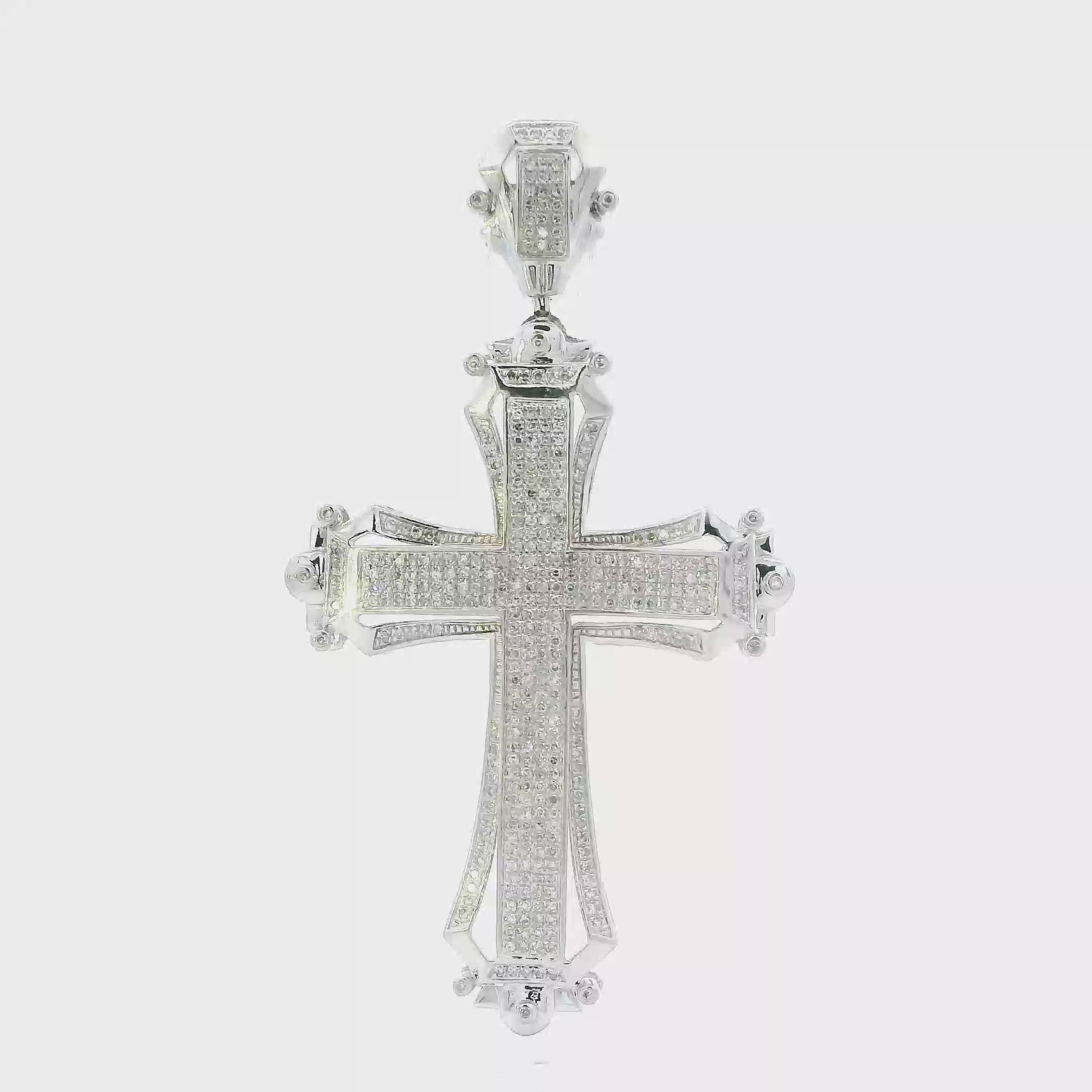10K White Gold Diamond Cross Pendant - 1.05ct