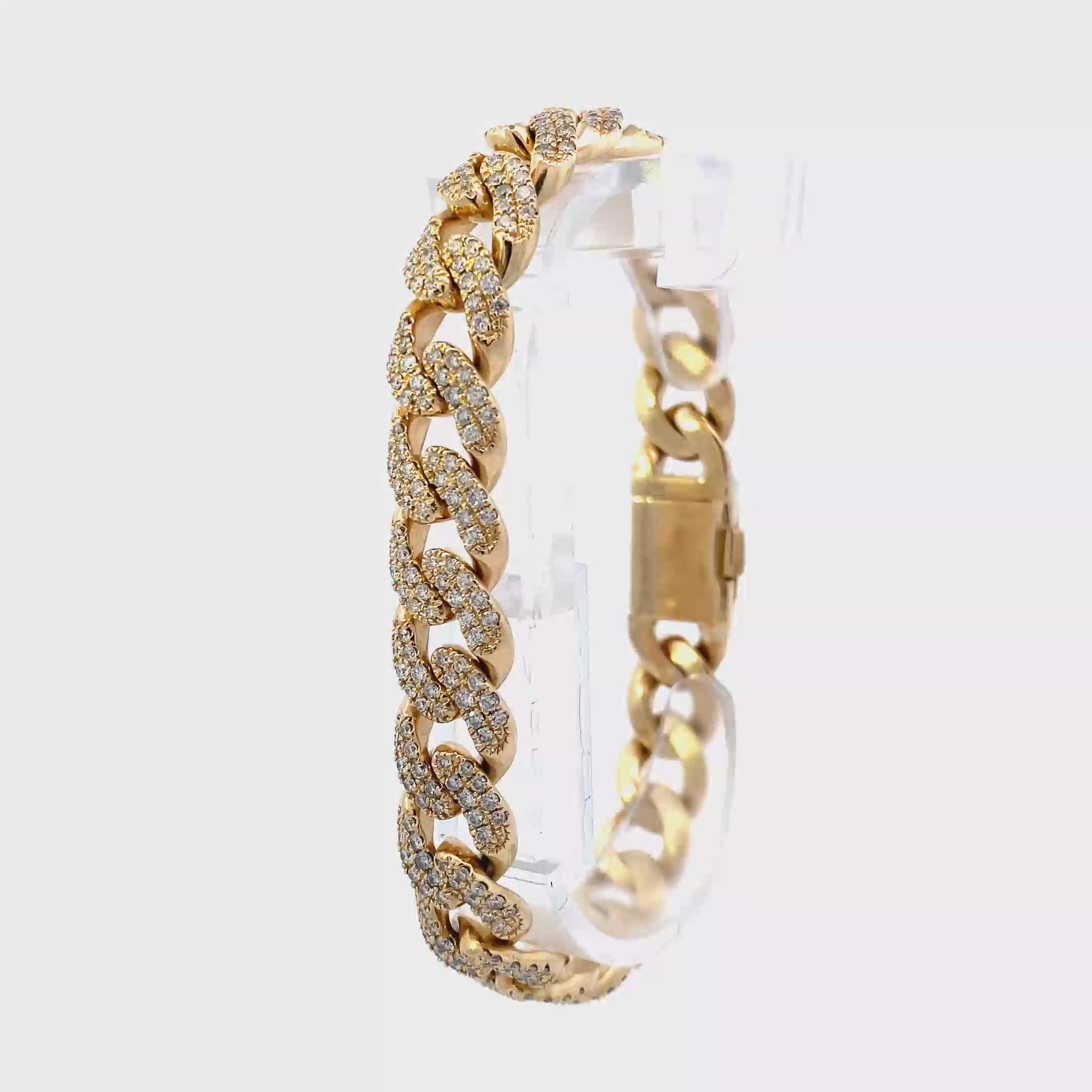 14K Yellow Gold Diamond Cuban Bracelet - 4.35ct