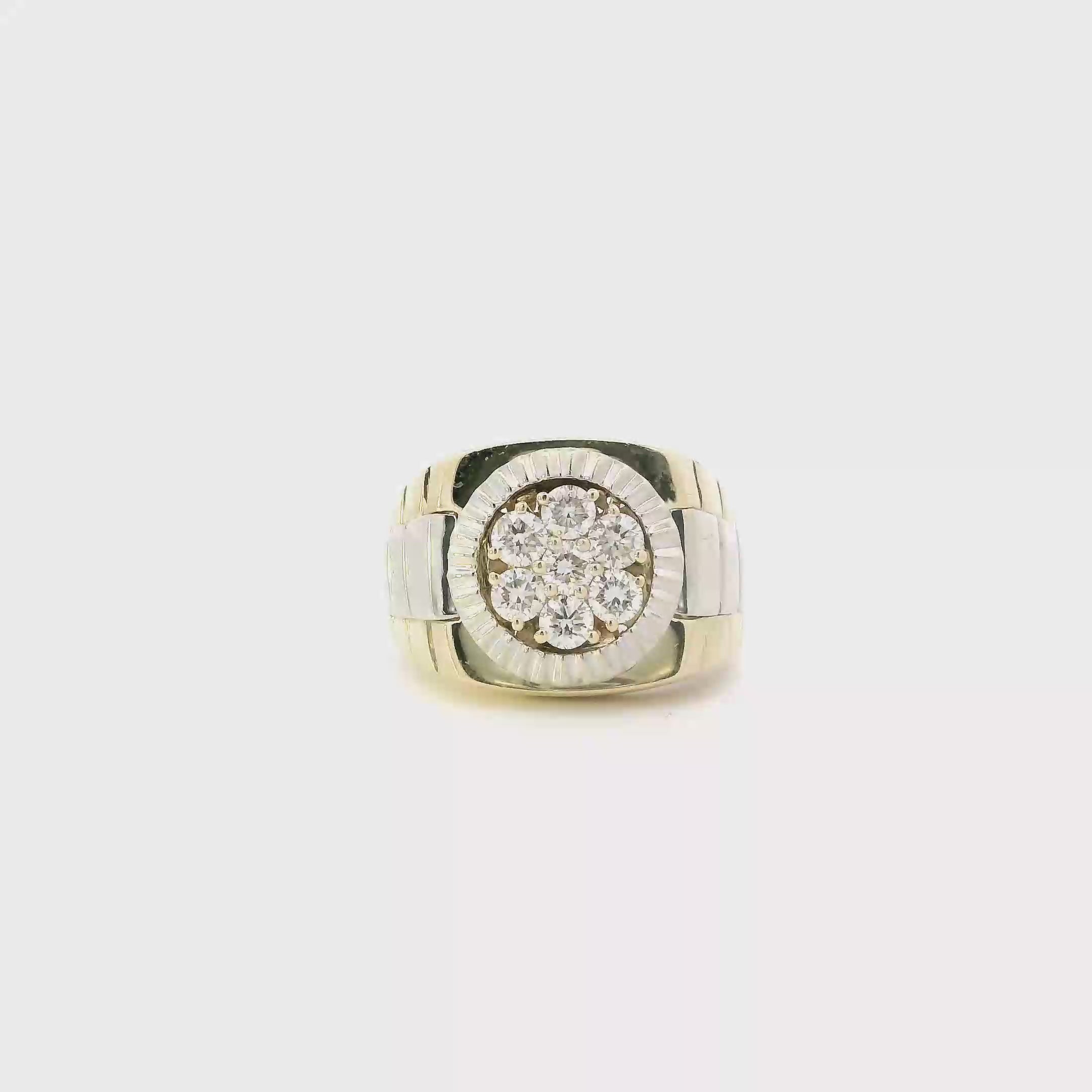 10K Yellow & White Gold Diamond Rolex Men's Ring -0.94ct