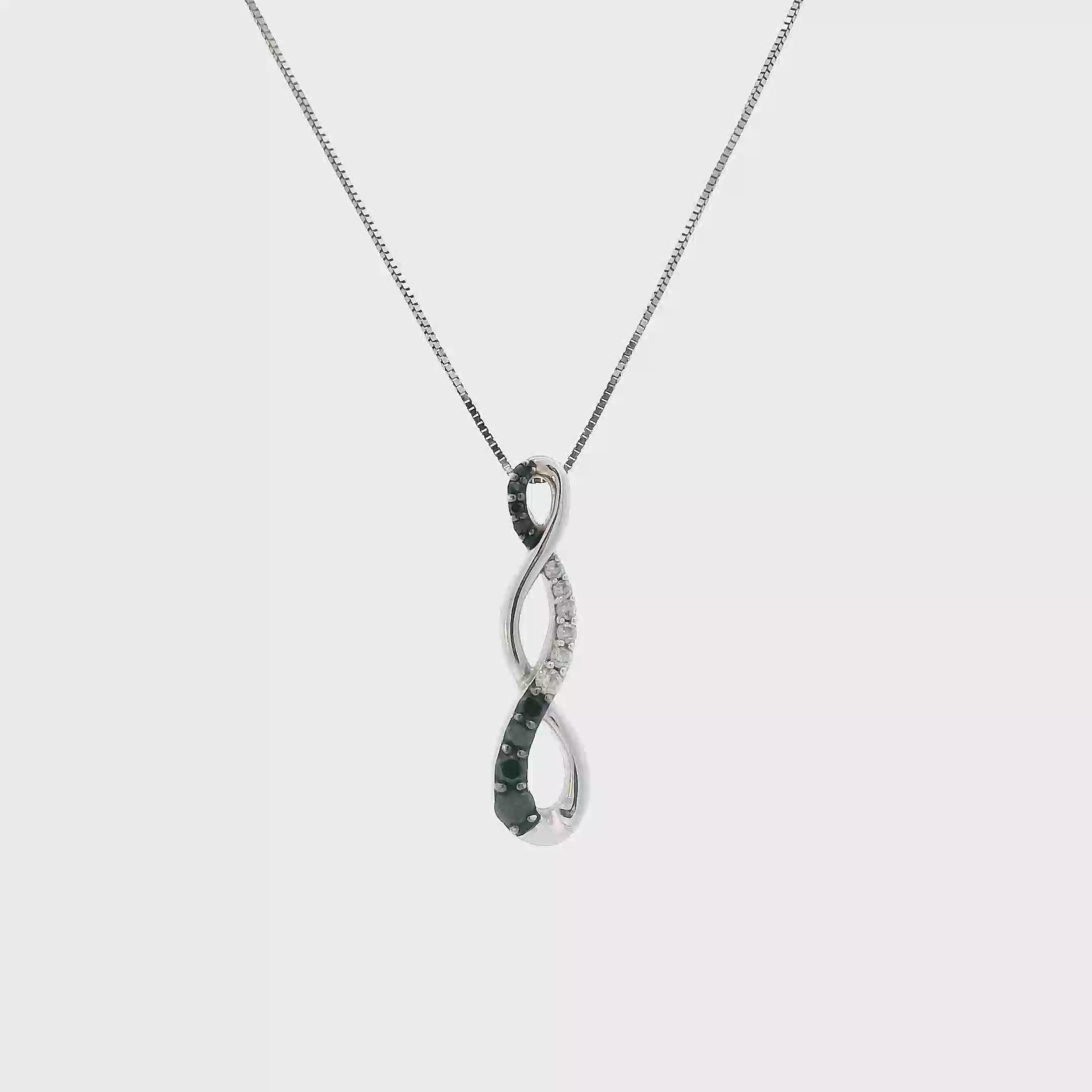10K White Gold Diamond Infinity Pendant & 18