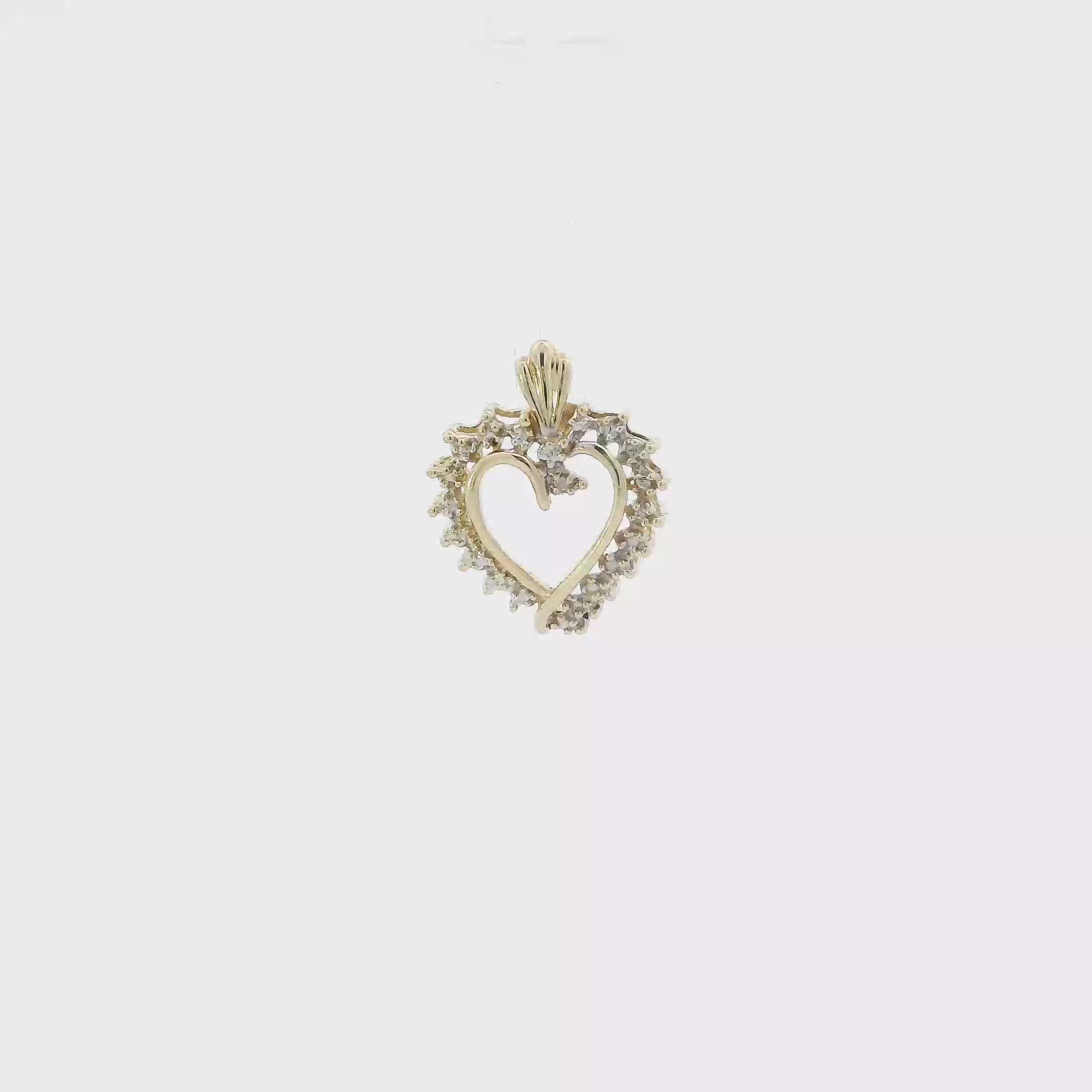 10K Yellow & White Gold Diamond Heart Pendant - 0.01ct