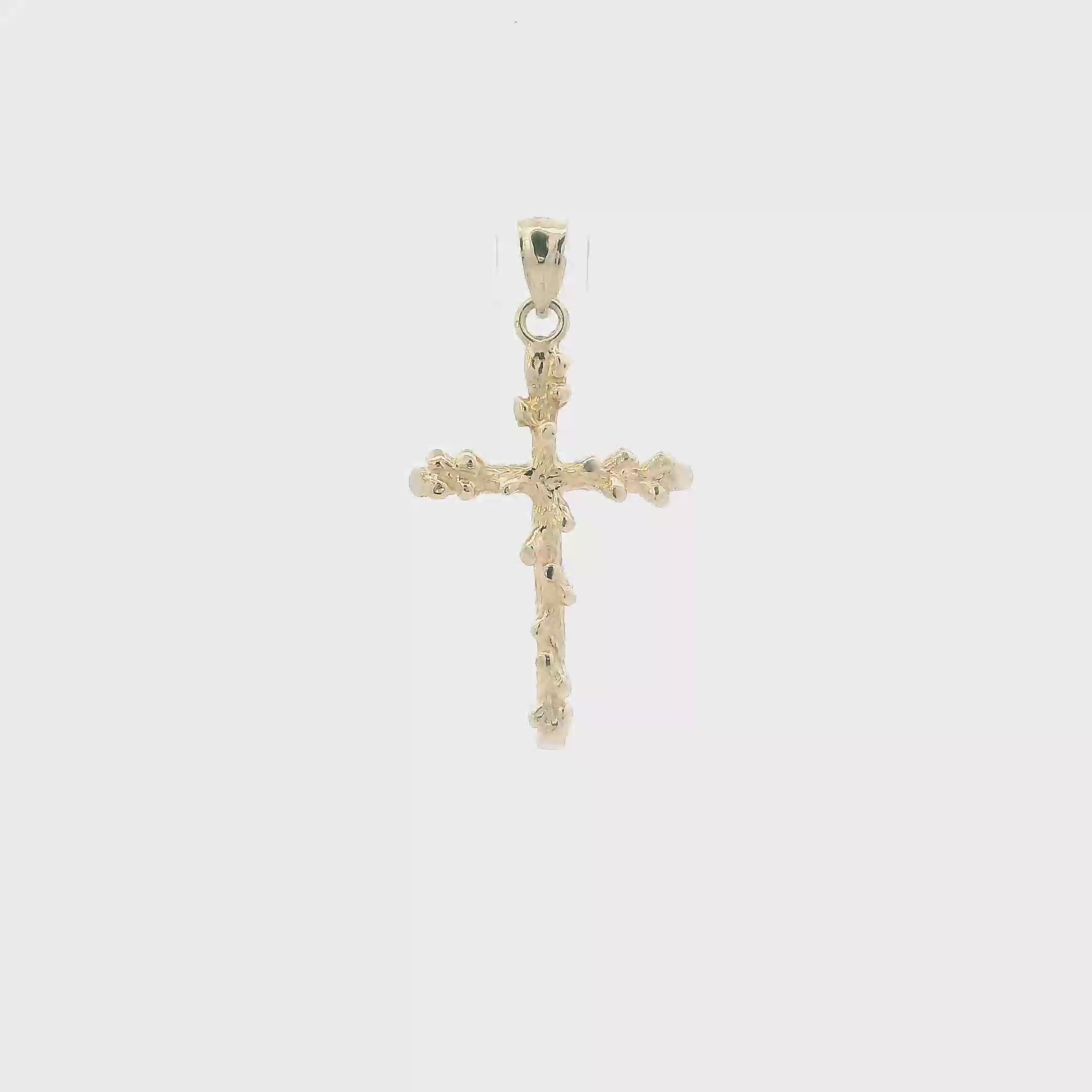 14K Yellow Gold Nugget Cross Pendant