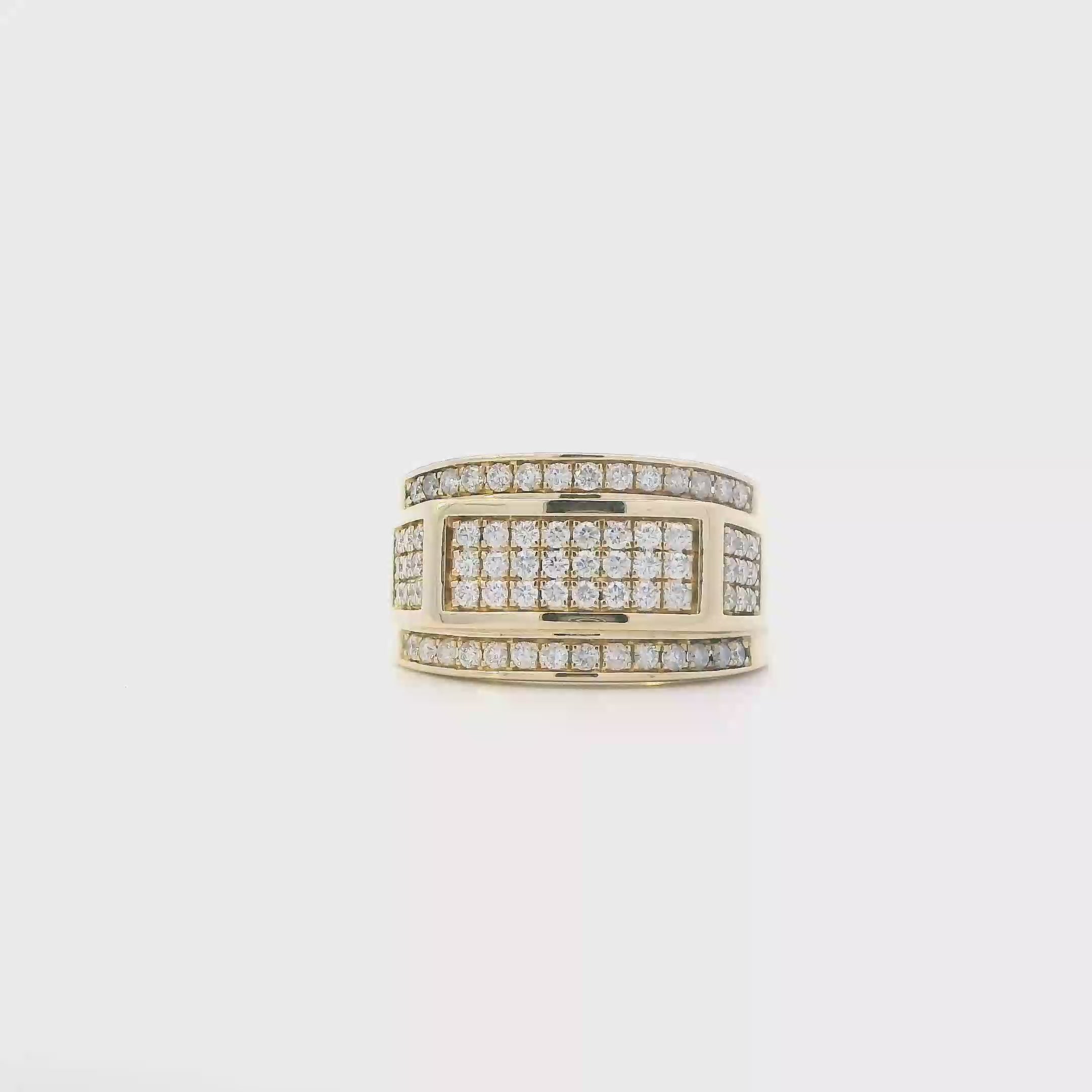 10K Yellow Gold Diamonds Mens Ring - 0.91ct