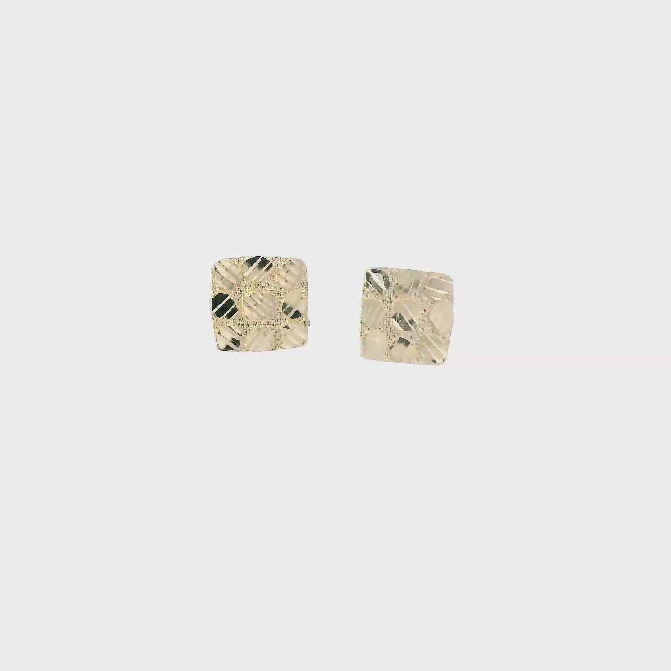 10K Yellow Gold Square Nugget Stud Earrings