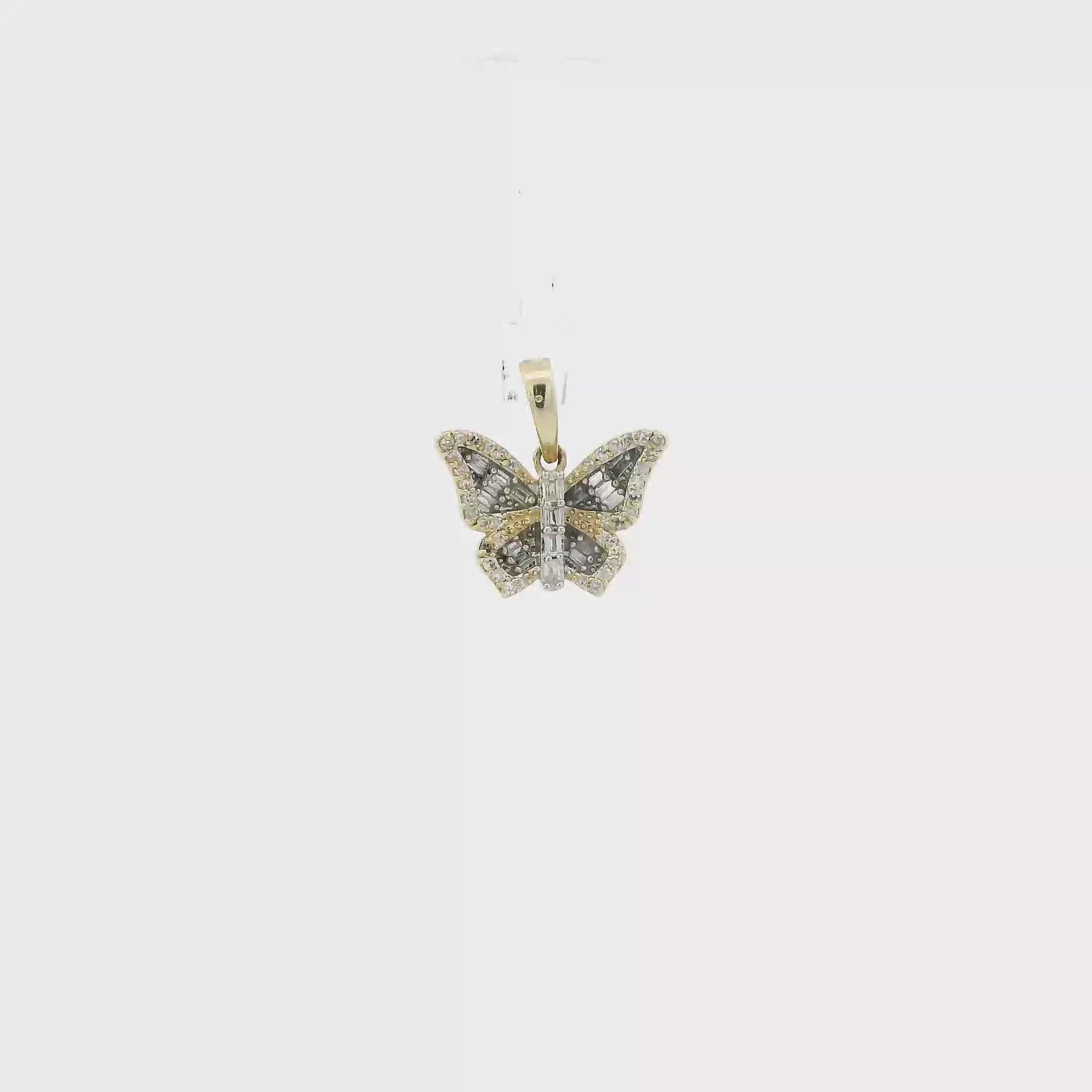 10K Yellow Gold Diamond Butterfly Pendant - 0.14ct