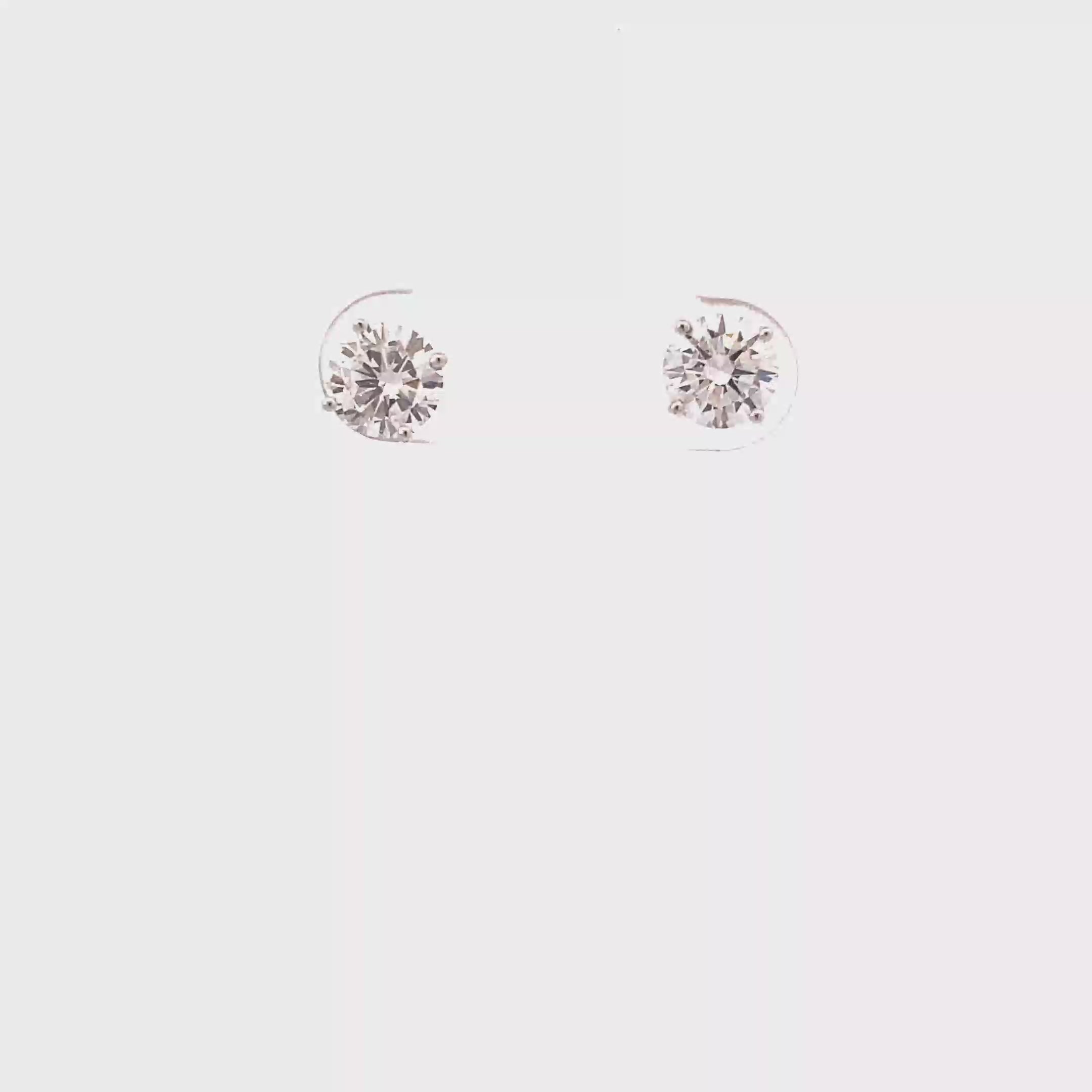 New 14K White Gold Lab Diamond Solitaire Earrings - 1.50ct