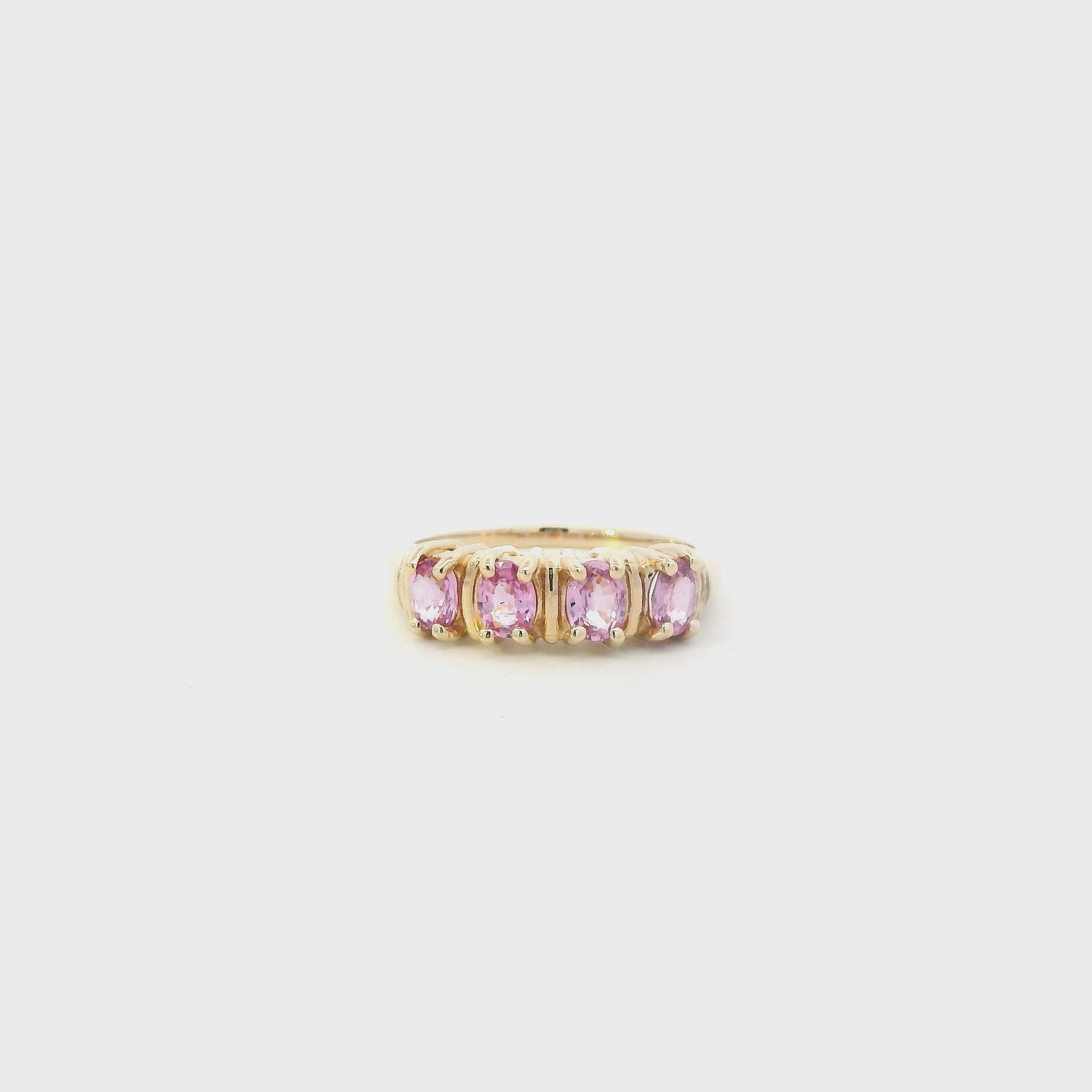 14K Yellow Gold Pink Sapphire Womens Ring