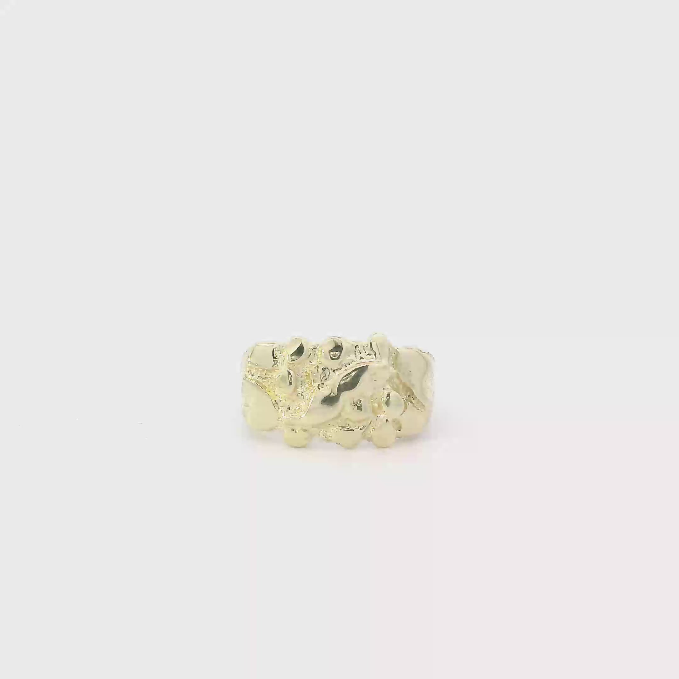 10K Yellow Gold Nugget Mens Ring