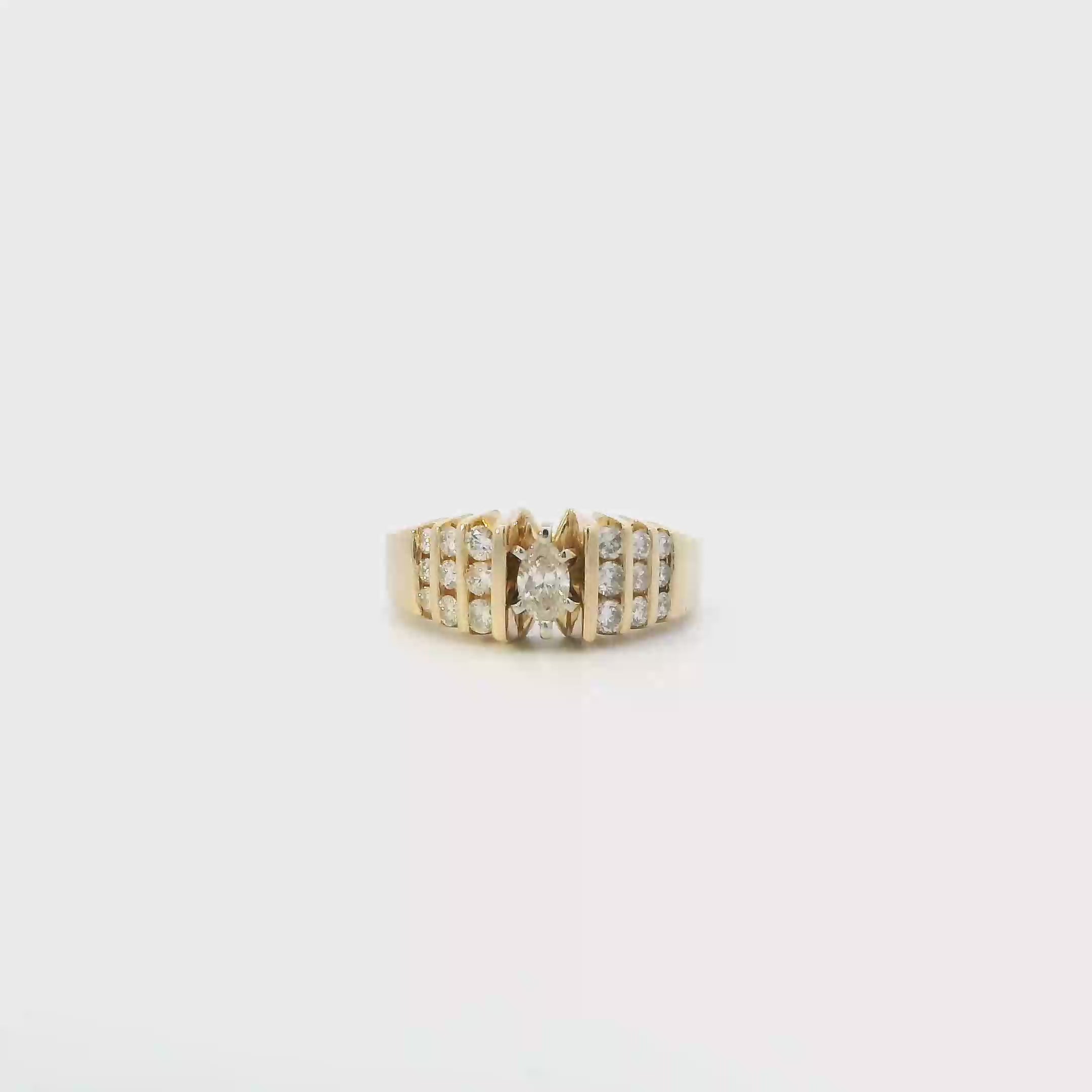 14K Yellow Gold Diamond Womens Ring - 0.80ct
