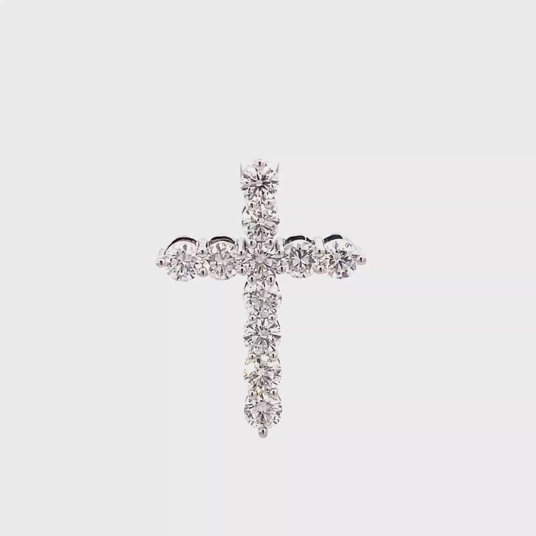 New 10K White Gold Lab Diamond Cross Pendant - 2.30ct