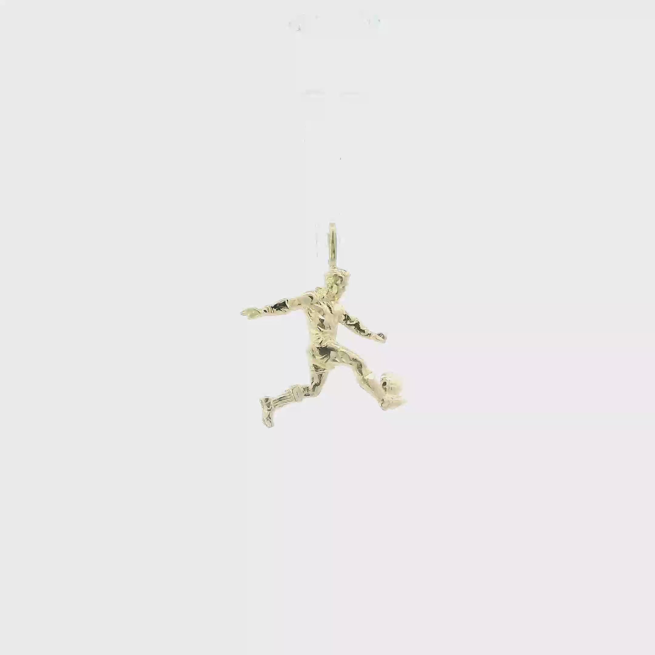 14K Yellow Gold Soccer Player Pendant