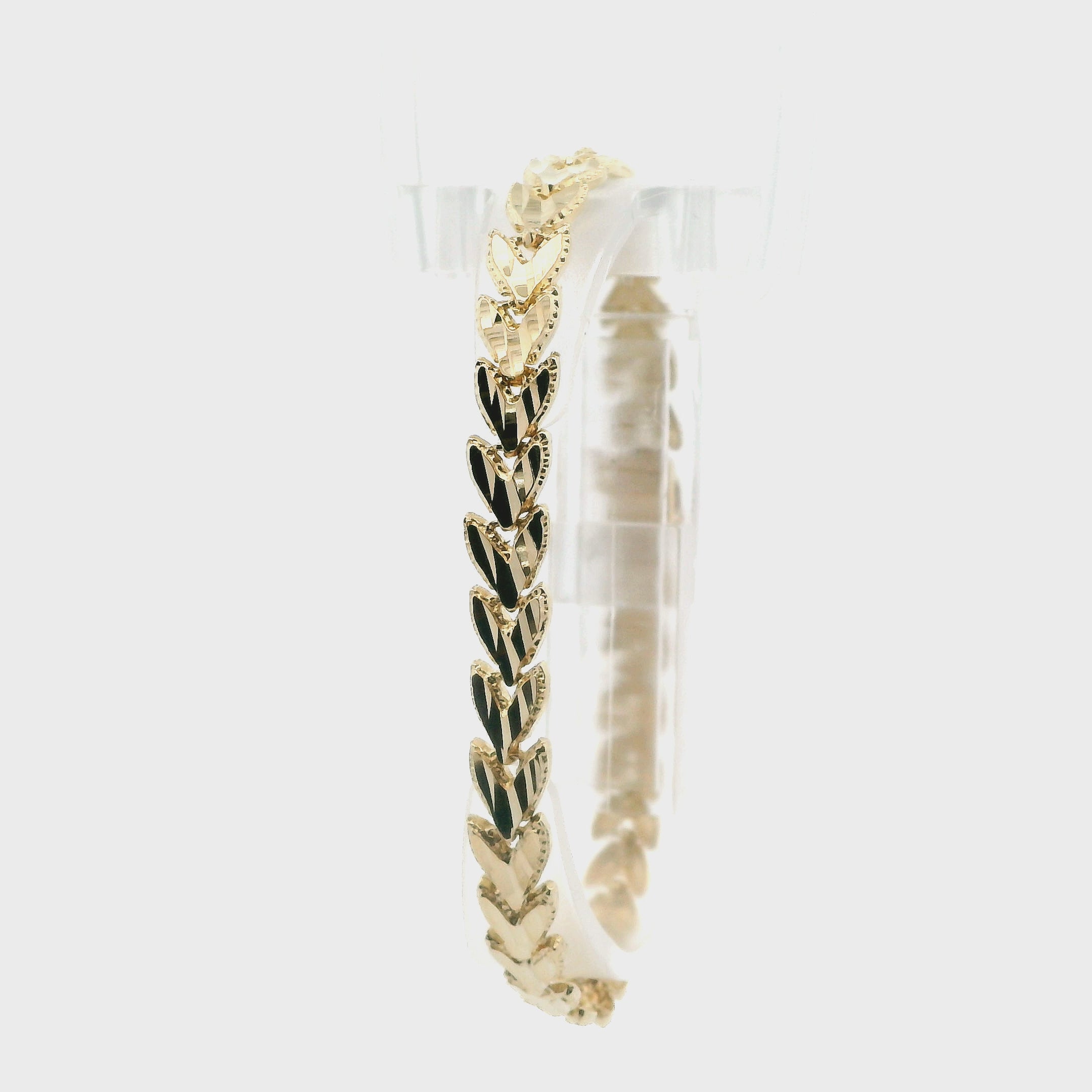 14K Yellow Gold Leaf Link Bracelet