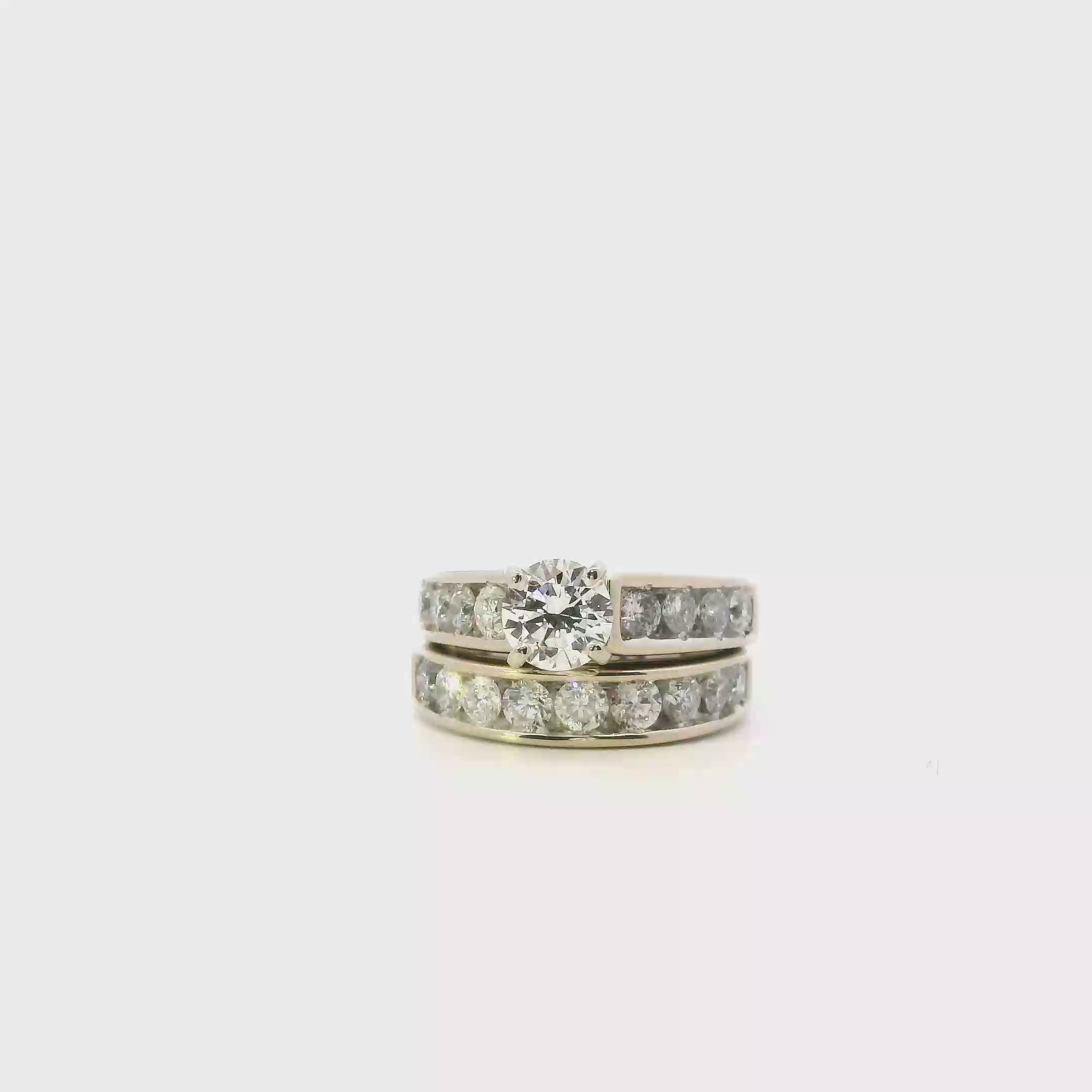 14K White Gold Diamond Engagement & Wedding Ring Set - 2.50ct
