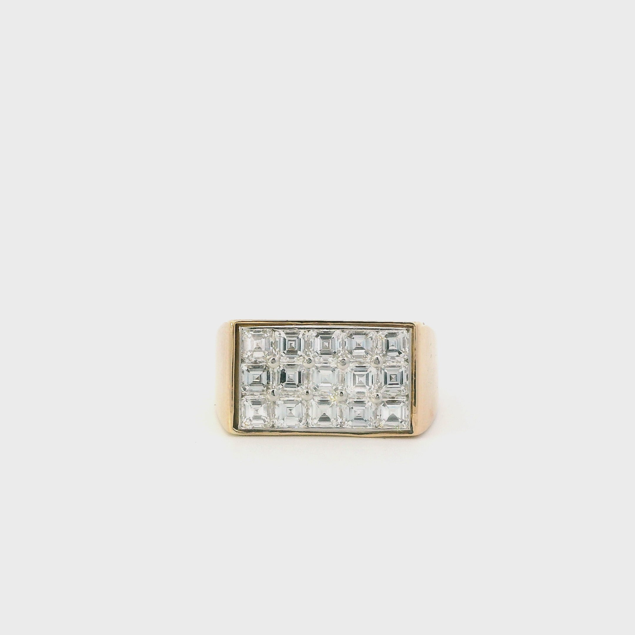 18K Yellow Gold Diamond Mens Ring - 3.00ct