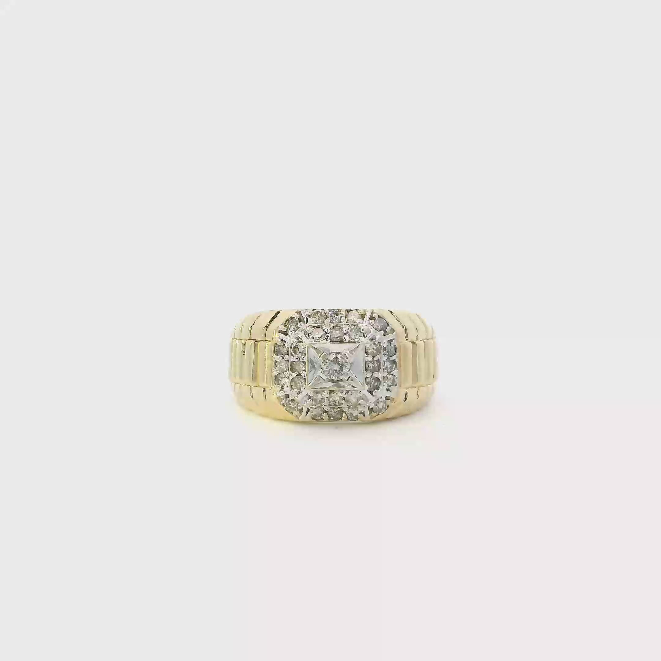 10K Yellow Gold Diamonds Rolex Mens Ring - 1.00ct