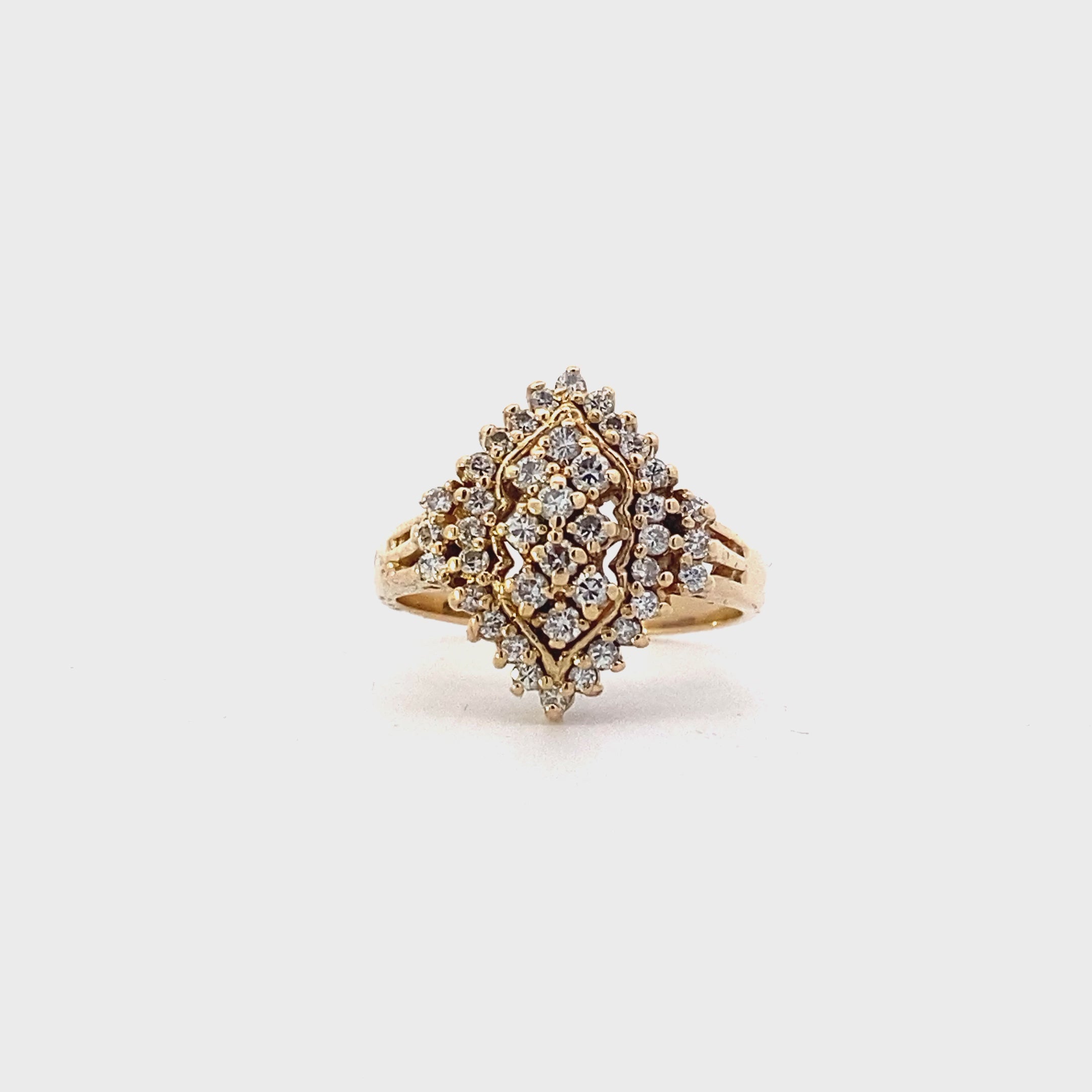14K Yellow Gold Diamond Cluster Ring - 0.43ct