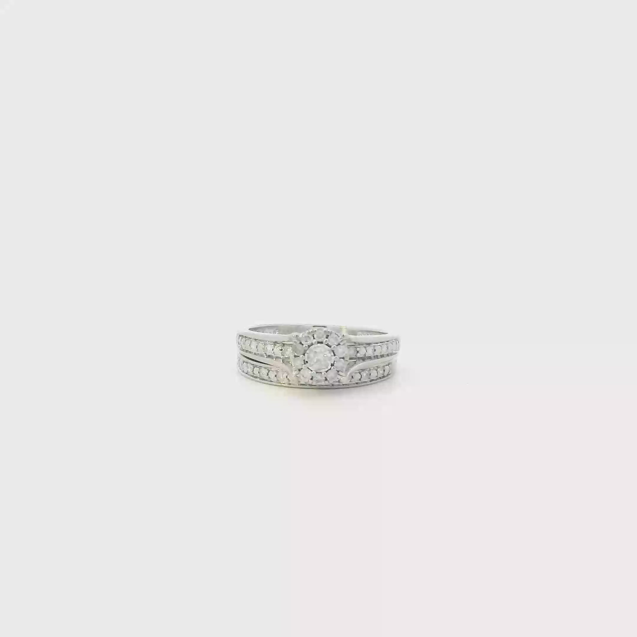 10K White Gold Diamond Women's Engagement & Wedding Ring Set -0.27ct