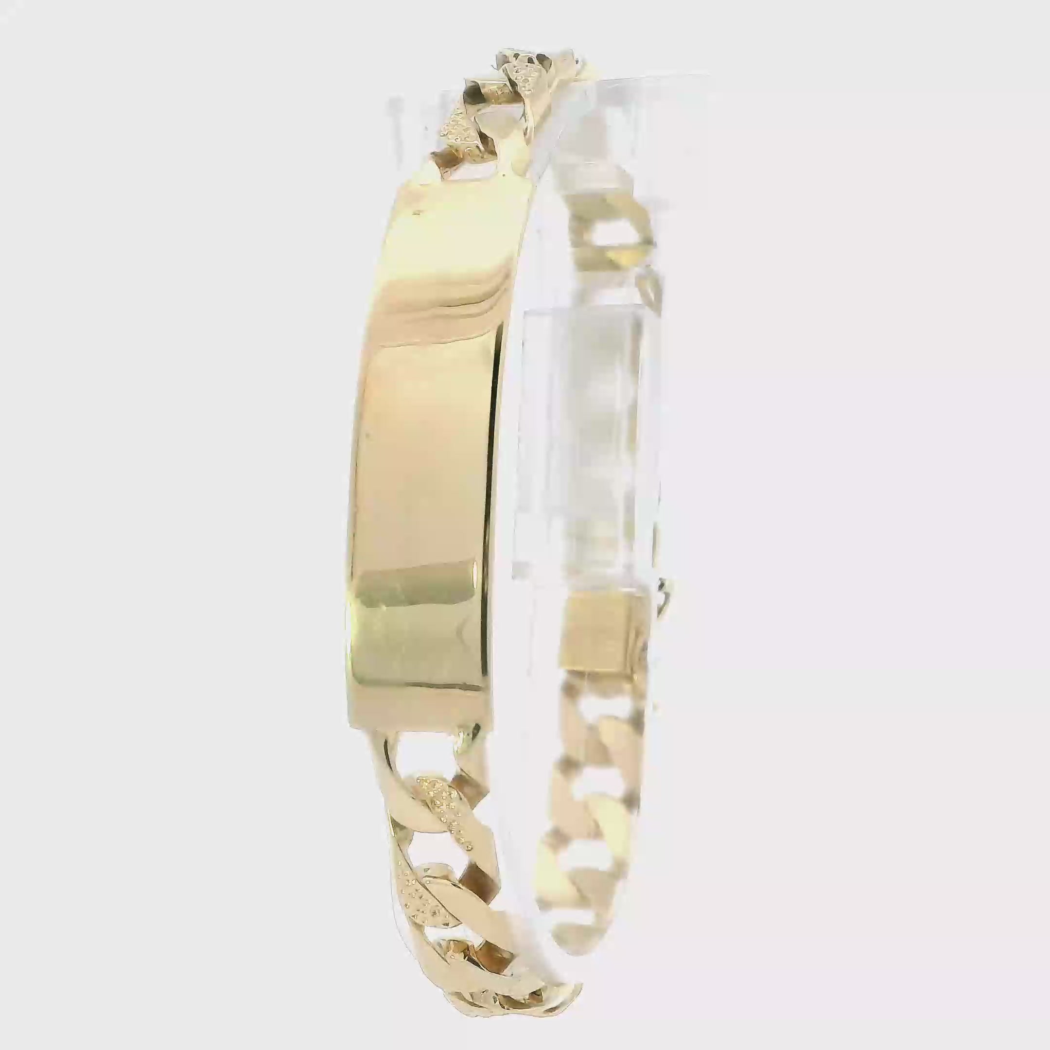 14K Yellow Gold Diamond Cut Curb ID Bracelet