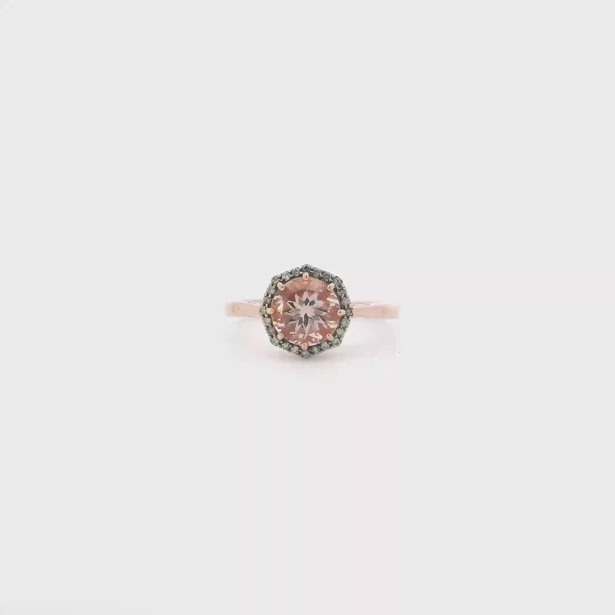 10K Rose Gold Morganite & Diamonds Womens Ring - 0.12ct