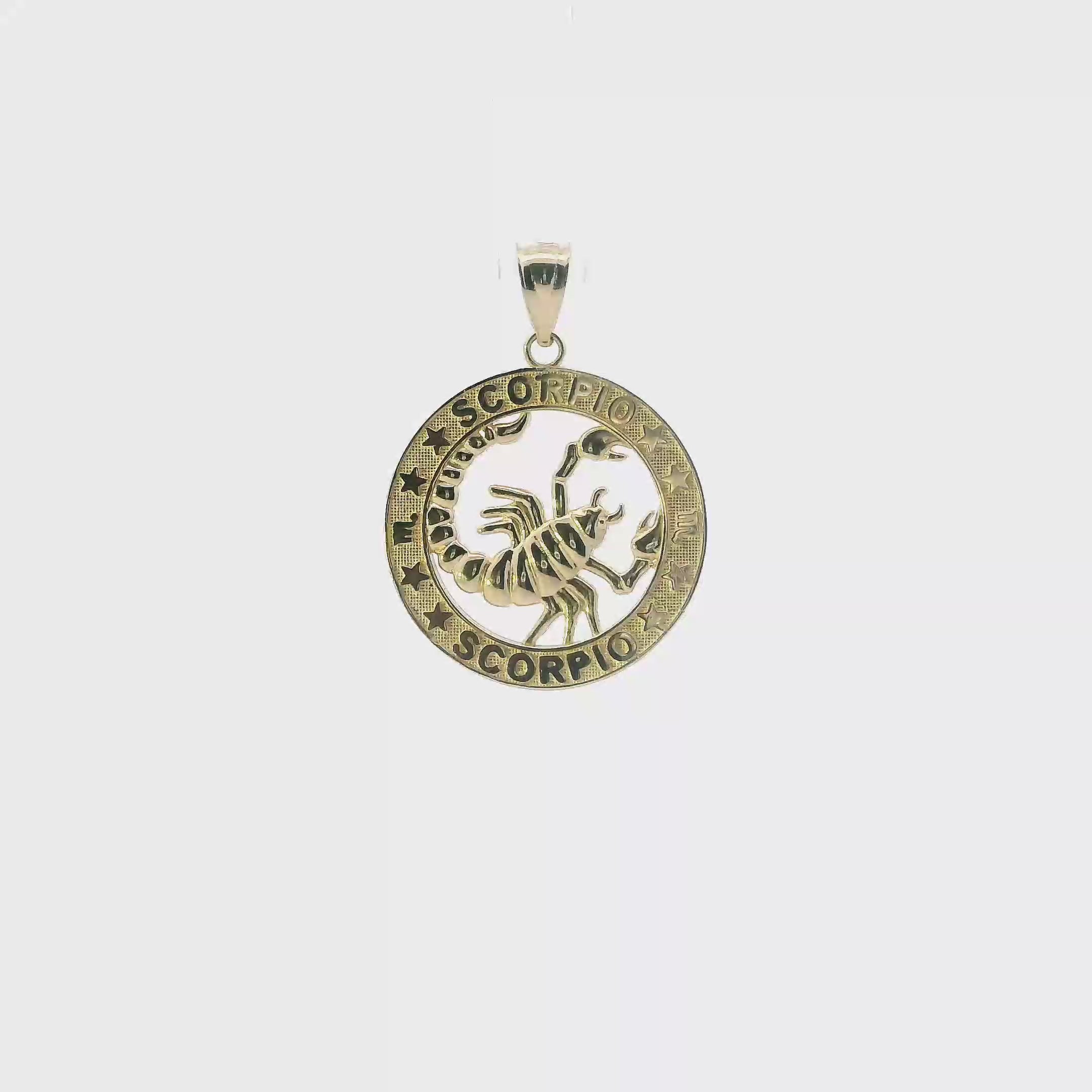 14K Yellow Gold Round Scorpio Pendant
